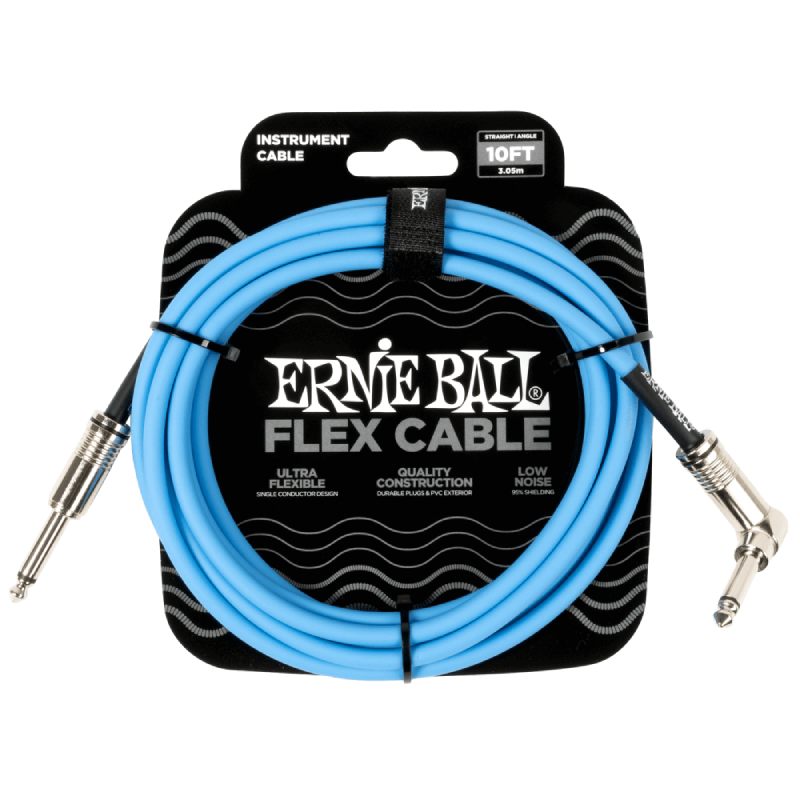 ERNIE BALL 6464 Flex Instrument Cable Straight/Angle 10ft Blue ギターケーブル 〈アーニーボール〉