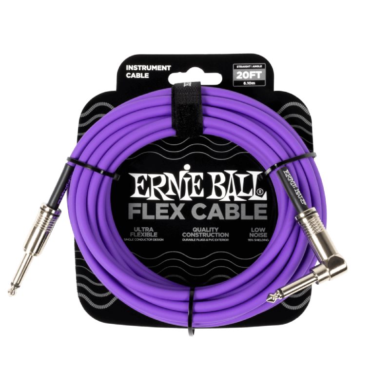 ERNIE BALL 6466 Flex Instrument Cable Straight/Angle 20ft Purple ギターケーブル 〈アーニーボール〉