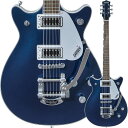 ピュアなJetパワーを誇る、全く新しいG5232T Electromatic&#174; Double Jet&#8482; FT with Bigsby&#174;は、重要なこの力を忠実に再現し、魅力的な価格帯で実現します。チェンバード・マホガニーボディ-ラウドでクリアなクラシックJetのトーンは、アーチ状のメイプルトップを備えたチェンバード・マホガニーボディから始まり、明確で滑らかな高音域を実現。豊かな低音域と中音域を生み出します。その結果、様々なトーンに適した強固でバランスの取れた、アコースティックな音の土台を実現しています。Black Top Filter Tron&#8482; PU&#8211;典型的なパワーを備える、Clarity Black Top Filter Tron PUは、Electromatic Double Jet FTのチェンバード・ボディを増幅させ強調し、ワイドでバランスの取れた、透明感のあるトーンを生み出します。ラウドでパンチの効いたこのJetは、どんなレベルのゲインでも、驚くほど明瞭なサウンドを出力します。総合的な音色の調整-リアPU＆フロントPU用のボリュームコントロール、マスタートーン、トレブルブリード回路を搭載したマスターボリュームの組み合わせで、PUとトーンの設定を直感的かつ、広範囲にコントロール可能です。Specificationsモデル番号 : 2508210533NeckFingerboard Material : LaurelFingerboard Radius : 12" (305 mm)Neck Construction : Set-NeckNeck Finish : GlossNeck Material : MahoganyNeck Shape : Thin "U"Number of Frets : 22Nut Material : Synthetic BoneNut Width : 1.6875" (42.86 mm)Position Inlays : Pearloid Neo-Classic&#8482; ThumbnailString Nut : Synthetic BoneBodyBody : MahoganyBody Back : MahoganyBody Binding : Aged White with B/W PurflingBody Finish : GlossBody Material : MahoganyBody Shape : Jet&#8482;Body Style : Gretsch&#174; Chambered Body GuitarsBody Top : Arched MapleBracing : ChamberedWaist : 8.5" (216 mm)HardwareBridge : Anchored Adjusto-Matic&#8482;Bridge Cover : TailpieceBigsby&#174;-Licensed B50 VibratoBridge Mounting : AnchoredControl Knobs : G-ArrowHardware Finish : ChromeNeck Plate : NonePickguard : Silver Plexi with Black Gretsch&#174; and Electromatic&#174; LogosStrap Buttons : Knurled Strap Retainer KnobsStrings : Nickel Plated Steel (.010-.046 Gauges)Tuning Machines : Die-CastElectronicsBridge Pickup : Black Top FilterTron&#8482;Controls : Volume 1. (Neck Pickup), Volume 2. (Bridge Pickup), Master Volume, Master ToneNeck Pickup : Black Top FilterTron&#8482;Pickup Configuration : FilterTron&#8482; / FilterTron&#8482;Switching : 3-Position Toggle: Position 1. Bridge Pickup, Position 2. Bridge And Neck Pickups, Position 3. Neck Pickupギグバック付属