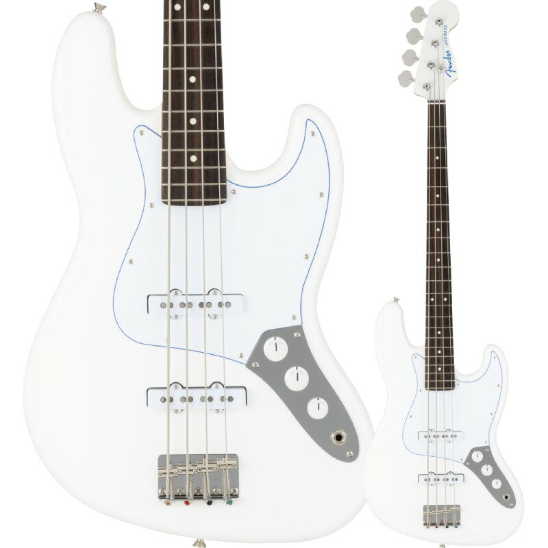 Made in Japan Limited Hybrid II Jazz Bass&#174;, Blancは、フランス語で白を表す"Blanc"をモデル名に採用した、白と青を基調とした純白で爽やかなルックスの製品です。サテン仕様のホワイトなボディに、目を引くブルーのセンターレイヤーを纏った3-Plyホワイトピックガードを搭載しており、ボディとマッチングさせたヘッドに輝くブルーメタルロゴと相まって軽快な雰囲気を醸し出します。 プラスチックパーツも全てホワイトで統一することで、より純白さを際立たせます。ベースとなっている、Hybrid II Jazz Bass&#174;は、定評あるアルダーボディにスタッガードポールピース仕様のHybrid II Custom Voiced Single Coilピックアップを装備し、ヴィンテージスタイルのブリッジの下にはサスティンブロックを搭載。ヴィンテージスタイルチューナー、サテンフィニッシュのネック、Modern "C"シェイプに9.5インチラジアスの指板とナロートールフレットがスムーズなプレイアビリティを提供します。本製品は2025年の限定生産品です。Model Number : 5313600380Body Material: AlderBody Finish: Satin UrethaneNeck: Maple, Modern “C”Neck Finish: Satin UrethaneFingerboard: Rosewood, 9.5” (241 mm)Frets: 21, Narrow TallPosition Inlays: White Dot (Rosewood)Nut (Material/Width): Bone, 1.5” (38.1 mm)Tuning Machines: Vintage-StyleScale Length: 34” (86.36 cm)Bridge: 4-Saddle Vintage-StylePickguard: 3-Ply White/Blue/WhitePickups: Hybrid II Custom Voiced Single Coil Jazz Bass&#174; (Bridge), Hybrid II Custom Voiced SingleCoil Jazz Bass&#174; (Middle), (Neck)Pickup Switching: NoneControls: Volume 1. (Middle Pickup), Volume 2. (Bridge Pickup), Master ToneControl Knobs: WhiteHardware Finish: Nickel/ChromeStrings: Nickel Plated Steel (.045-.105 Gauges)Case/Gig Bag: Included: Gig Bag