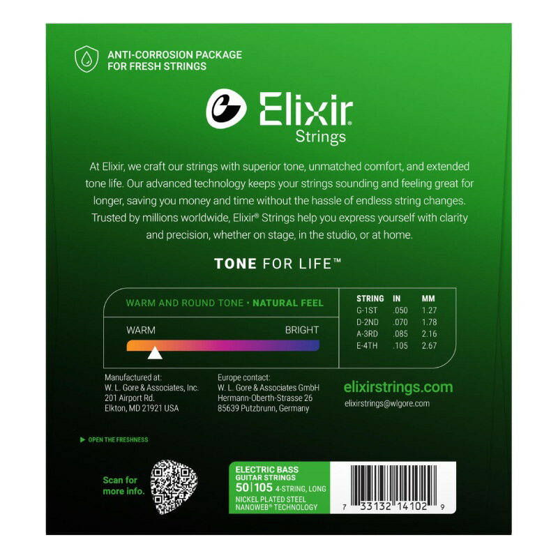 Elixir 14102 Medium ニッケルベース弦 NANO WEB エリクサー