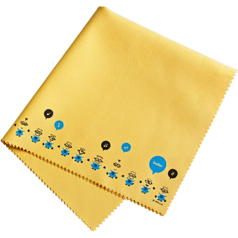 人懐こいミニオン達が一列に整列したユニークなデザイン最先端技術によって生み出された超極細繊維（マイクロファイバー）を使用した画期的な楽器クリーナーです。●楽器使用後の汗や油汚れ、指紋もきれいに拭きとります。●シルバー、ラッカー、クロムメッキ仕上の金管楽器はもちろん、木管楽器、ピアノやギター等楽器類、ガラス製品や家具類のお手入れにも最適、多目的にご使用いただけます。●ピストンオイル、グリスの拭き取りにも効果があります。●シリコンなどの特殊加工をしておりませんので、拭き取り後、薬剤や仕上剤などの油膜が残らず、繰返し使用しても効果に変化はありません。素材：ポリエステル 100％サイズ：38cm x 40cm