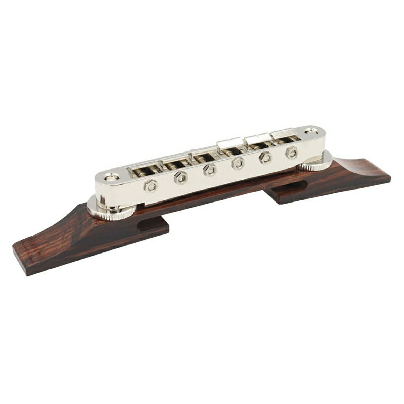 商品仕様名称 : アーチトップギター用ブリッジT.O.M.タイプ台座材質 : ローズウッド金具 : ニッケル特徴ご注意SCUDパーツは楽器本体への追加加工なしで取り付けができない場合があります。無理な取り付けを行いますとお手持ちの楽器に深刻な損傷を与える可能性がございます。 SCUDパーツはリペアショップ、楽器店のリペア担当者様など専門家による取り付けを前提として販売しておりますので、ご自身で交換された際の破損、故障などのトラブル、 事故などに関しましては自己責任とし、当社では保証致しかねますので予めご了承ください。また個別の楽器への取り付けの可否に関するご質問にはお答えできかねる場合がございますのでご了承ください。　