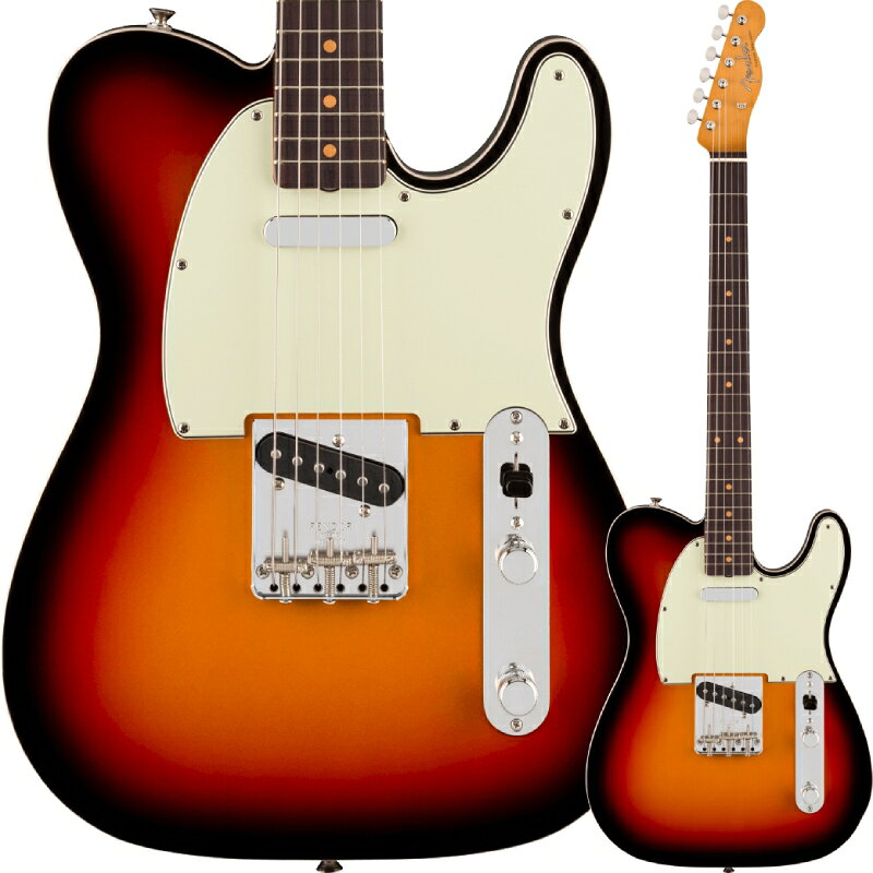 Vintera IIIシリーズは、50年代、60年代、70年代の象徴的なFenderギターのルックス、フィール、そしてトーンを忠実に再現した、細部までこだわったヴィンテージ復刻モデルをラインナップしています。 Limited Edition Vintera® III Early '60s Custom Telecaster®は、ダブルバウンドのアルダーボディにローズウッド指板備えたメイプルネックを組み合わせ、パンチとクリアな明瞭度を備えた、紛れもないフェンダーサウンドを生み出します。オーセンティックな60年代初期の“C”シェイプネックは、手に自然に馴染む、どこか懐かしい弾き心地を提供。7.25インチラジアス指板とヴィンテージトールフレットが、抜群の快適性と優れた演奏性を実現します。 サウンドの要となるピックアップには、丁寧に作り込まれた60年代中期仕様のヴィンテージスタイルピックアップを2基搭載し、Fenderサウンドを確立したブライトでエッジの効いたトーンを余すことなく表現します。ヴィンテージスタイルのスチール製3スレデッドサドルブリッジは60年代らしいトゥワングトーンを生み出します。ヴィンテージスタイルの様々なディテールがクラシックな美しさをエンハンスし、当時に忠実なチューニングマシンが高いチューニング精度を実現します。 Vintera® IIIに注ぎ込められた細部のすべてがFenderの歴史を語り、本格的なヴィンテージスピリットと伝説的なサウンドを提供します。Features・ダブルバウンドのアルダーボディ・7.25インチラジアスのラウンドラミネートローズウッド指板とヴィンテージトールフレットを採用したメイプルネック・60年代初期の“C”シェイプネック・1963年仕様のヴィンテージスタイルピックアップ・ヴィンテージスタイルのスチール製3スレデッドサドルブリッジ・ヴィンテージスタイルチューニングマシン・当時の仕様を忠実に再現したディテールModel Number: 0149280300Body Material: AlderBody Finish: Gloss PolyesterNeck: Maple, Early ‘60s “C”Neck Finish: Gloss UrethaneFingerboard: Round-Laminated Rosewood, 7.25” (184.1 mm)Frets: 21, Vintage TallPosition Inlays: Clay Dot (Round-Laminated Rosewood)Nut (Material/Width): Bone, 1.650” (42 mm)Tuning Machines: Fender® Vintage-StyleScale Length: 25.5” (648 mm)Bridge: 3-Saddle Vintage Style Tele® with Threaded Steel SaddlesPickguard: 3-Ply Mint GreenPickups: Vintage-Style 1963 Single-Coil Tele® (Bridge), Vintage-Style 1963 Single-Coil Tele® (Neck)Pickup Switching: 3-Position Blade: Position 1. Bridge Pickup, Position 2. Bridge and Neck Pickups, Position3. Neck PickupControls: Master Volume, Master ToneControl Knobs: Knurled Flat-TopHardware Finish: Nickel/ChromeStrings: Fender® USA 250L Nickel Plated Steel (.009-.042 Gauges), PN 0730250403Case/Gig Bag: Included: Deluxe Gig Bag【ご注意】木部分には木目、色味等1本1本の個体差があり、仕上がりの風合いが掲載の商品画像と異なります。 またディスプレイの種類/性能の違いにより、実際の色と異なって見える場合もございます。