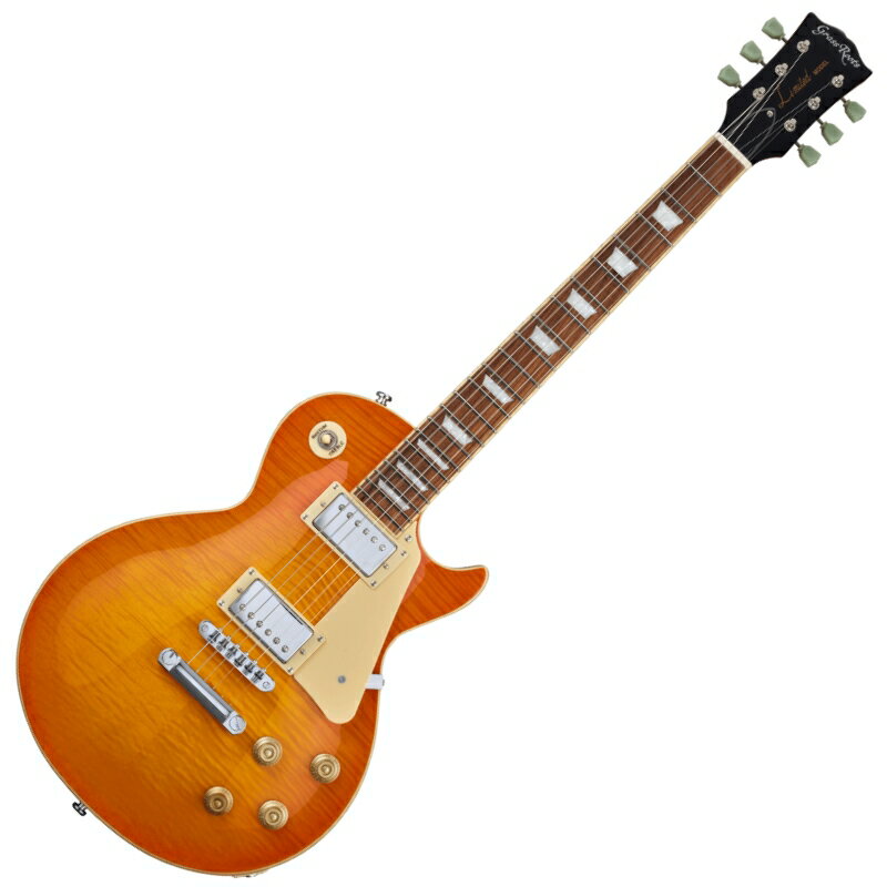 ESP直系ブランド「GrassRoots」が手掛ける、王道レスポールスタイルのエレキギター「G-LP-STD」フレイムメイプルトップを採用した高級感あふれるルックスと、セットネック構造による豊かなサステインを兼ね備えたコストパフォーマンスモデルです。マホガニーボディ＆ネックに、オリジナルGH-1Gハムバッカーピックアップを搭載。レスポールらしい太くパワフルなサウンドを実現し、ロックやブルースはもちろん、幅広いジャンルに対応します。628mmスケール、22フレット仕様に加え、Tune-Maticブリッジとストップテールピースを採用。安定したチューニング性能と優れた演奏性を提供し、初心者から経験者まで安心してお使いいただけます。高級感のあるバインディングや美しい杢目トップなど、上位機種を思わせる外観も魅力。初めての1本としてはもちろん、サブギターとしてもおすすめのモデルです。SPECBODY : (Top) Flame Maple Veneer on Hard Maple w/Ivory Binding, (Back) OkoumeNECK : OkoumeFINGERBOARD : Rosewood, 22frets w/Ivory BindingSCALE : 628mmCONSTRUCTION : Set-neckBRIDGE : Tune Matic / Stop TailpiecePICKUPS : (Neck) GH-1G, (Bridge) GH-1GCONTROLS : Neck&Bridge Volume, Neck&Bridge Tone, Toggle PU Selector
