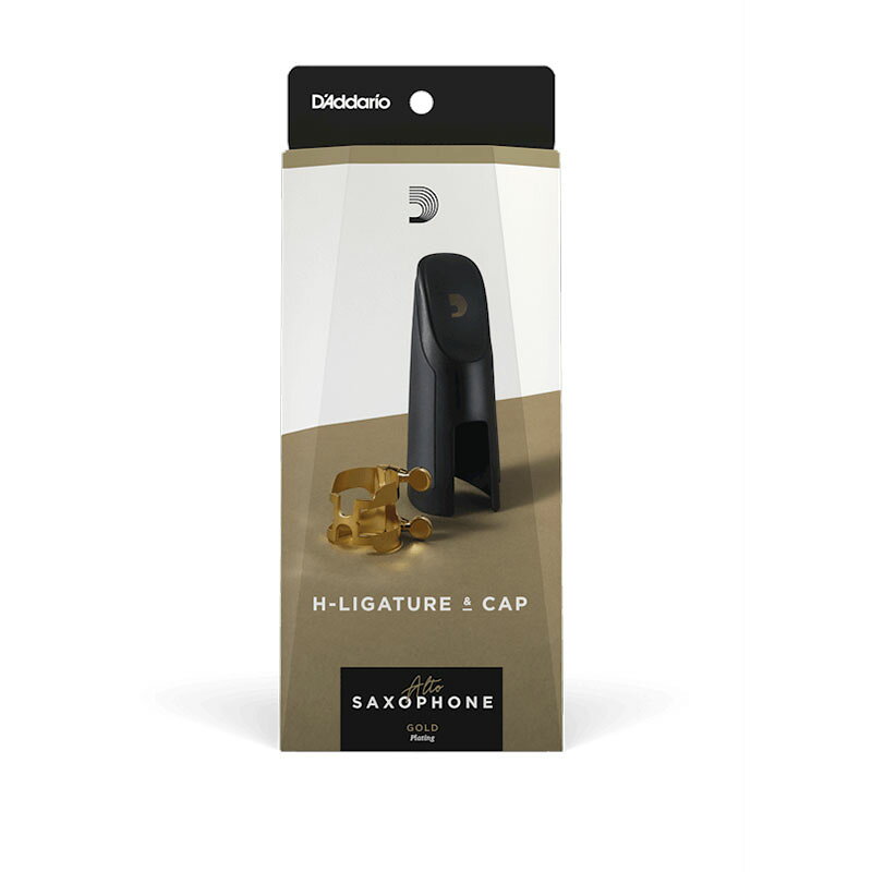 D'Addario Woodwinds HAS1G アルトサックス用 H-リガチャー& キャップゴールドプレ...
