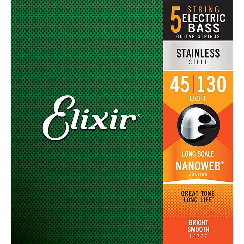 Elixir Nanoweb 14777 ステンレス Long Scale 5弦ベース弦 .045-.130〈エリクサー〉
