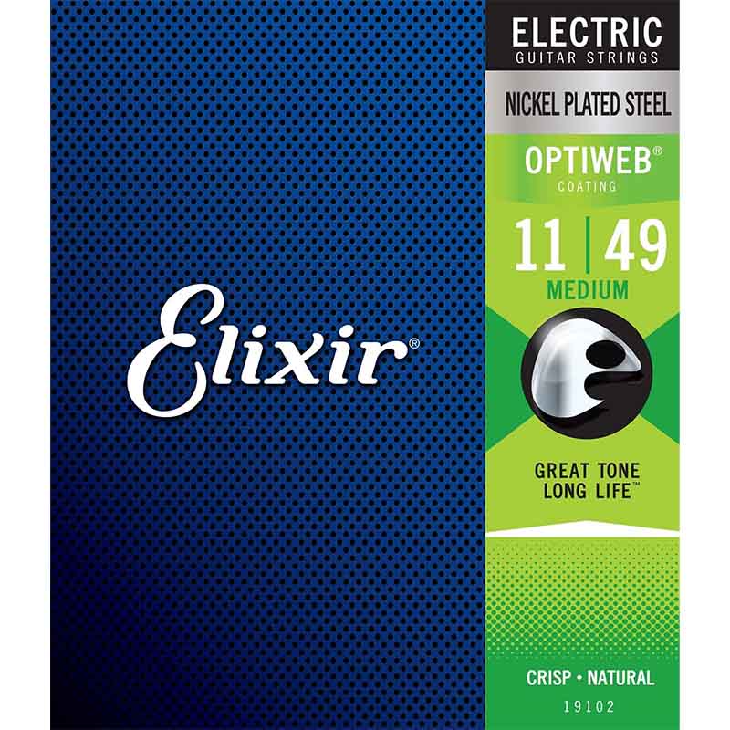 Elixir 19102 Medium 011-049 エレキギター用コーティング弦 OPTIWEB オプティウェブ〈エリクサー〉