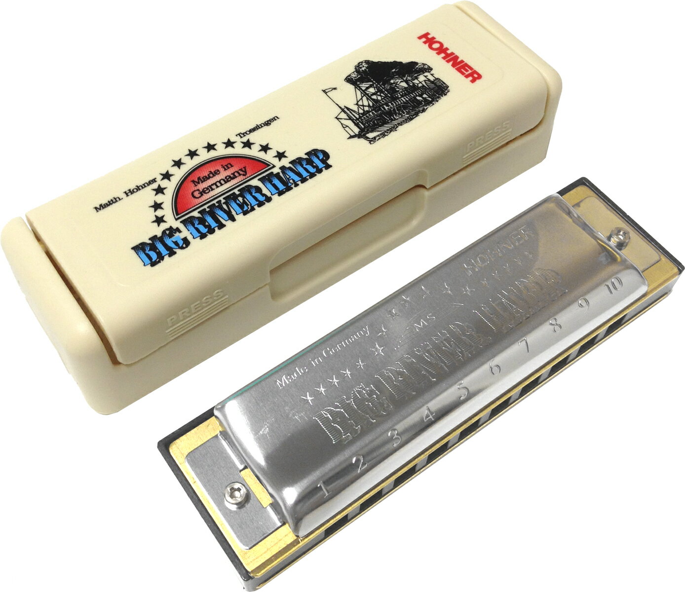 ビッグリバーハープ ホーナー 590/20MS ブルースハープ型 テンホールズ ハーモニカ 10穴 HOHNER Big River Harp Blues Harmonica リード 楽器 シングルリード アメリカンデザイン 大きめ 樹脂ボディー A調 E調 F調 G調 B♭調