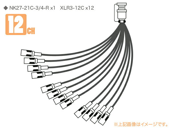 CANARE 12S2N1 12ch セパレートコード (カナレ・マルチ用) 仕様 ◆ コネクタ : XLR3-12C x12 &nbsp; &nbsp;&nbsp; NK27-21C-3/4-R x1 ◆ ケーブル : L-4E5C 黒 ◆ バレルアダプタ : NK-AD1-R ◆ ダストキャップ : NC-02 ◆ 長さ 重量 : 1.5M 1.3Kg &nbsp; &nbsp; &nbsp; &nbsp; &nbsp; &nbsp;