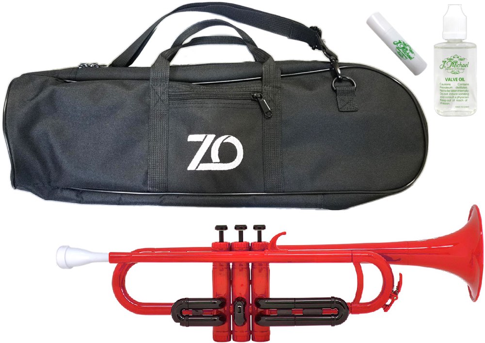 ZO ( ゼットオー ) トランペット TP-01BK レッド 新品 アウトレット プラスチック 管楽器 trumpet RED バルブオイル セット A 北海道 沖縄 離島 同梱不可