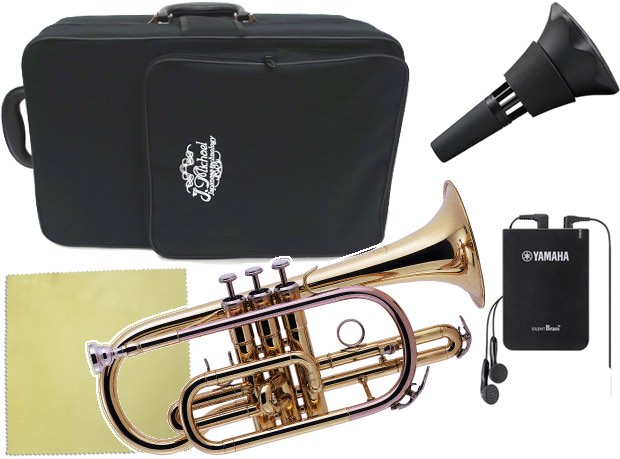 J Michael ( Jマイケル ) CT-420 コルネット ラッカー ショート B♭ short cornet gold 管楽器 サイレントブラス SB7X セット　北海道 沖縄 離島不可