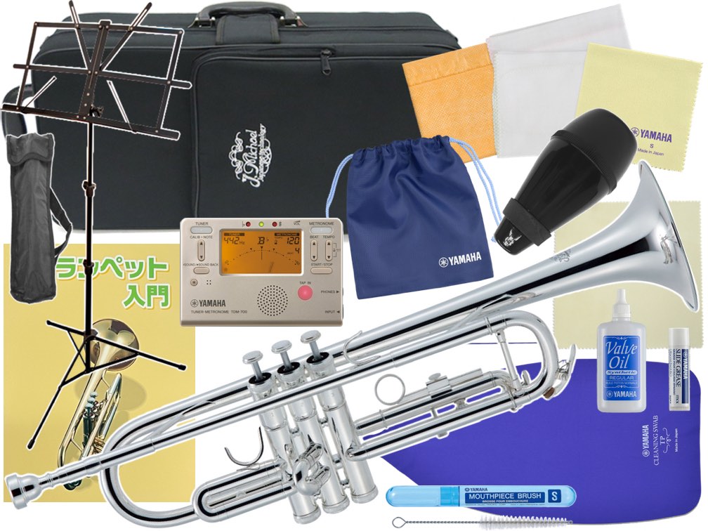 J Michael ( Jマイケル ) TR-430S トランペット 銀メッキ レッドブラス マウスパイプ 管楽器 B♭ Trumpet セット H　…