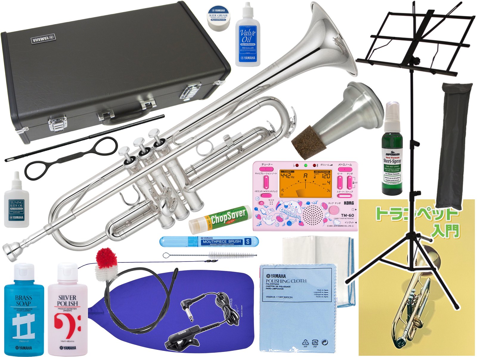 YAMAHA ( ヤマハ ) YTR-2330S トランペット 銀メッキ 本体 管楽器 B♭ Trumpet YTR-2330S-01 TM-60-SCN2 シナモロール セット　北海道 沖縄 離島不可