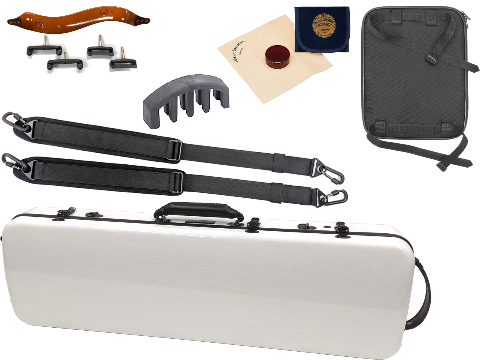 Carbon Mac ( カーボンマック ) CFV-1 バイオリン ホワイト ハードケース 四角 白色 リュック 4/4 サイズ violin case white WH セット E　北海道 沖縄 離島 同梱 代引き不可