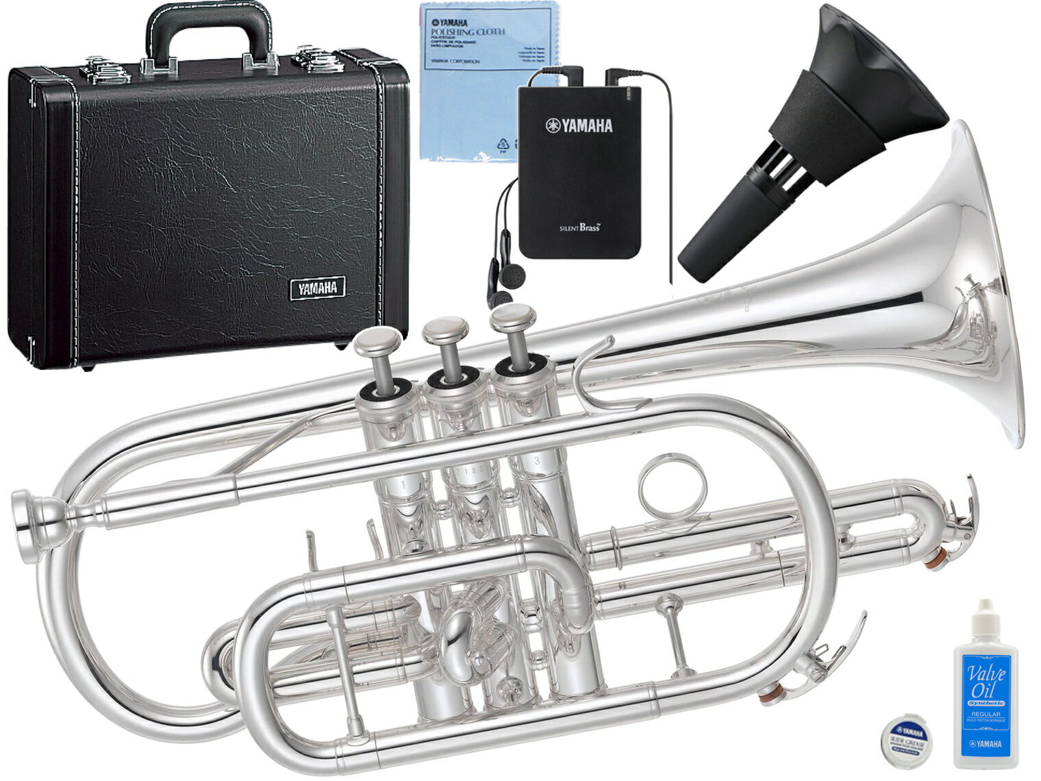 YAMAHA ( ヤマハ ) YCR-6335SII コルネット 銀メッキ イエローブラス ショート 管楽器 B♭ YCR-6335S-2 Cornet SB7X セット　北海道 沖縄 離島不可