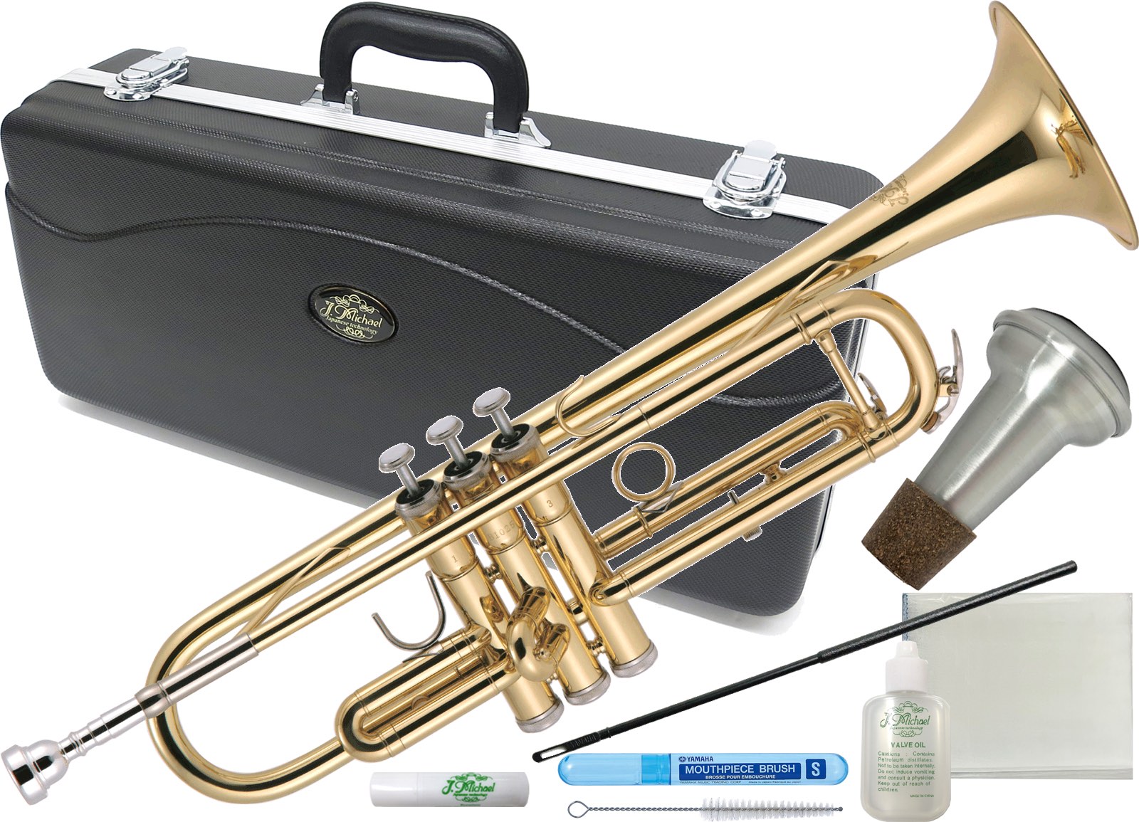 J Michael ( Jマイケル ) TR-200 トランペット ラッカー ゴールド 管楽器 B♭ Trumpet gold ミュート セット A　北海…