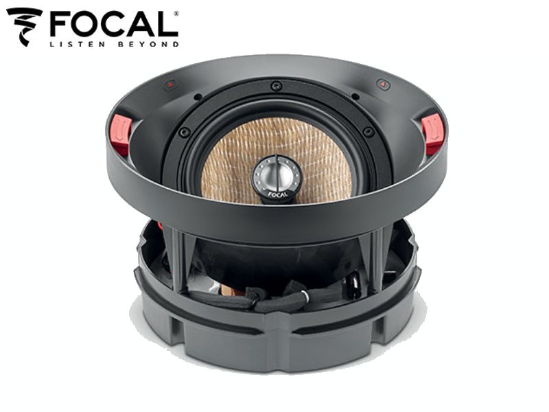 FOCAL CI ( フォーカル シーアイ ) 300 ICA 6 1本 ◆ IN-CEILING 2-WAY COAXIAL LOUDSPEAKER &nbsp; &nbsp; 製品タイプ：2-Way ドライバー ・6 1&frasl;2 (16.5cm) Flax Mid-bass ・1&Prime; (25mm) Al/Mg inverted dome Tweeter 感度 (2.83 V/1m) ・89.5dB 周波数特性 (+/-3dB) ・65Hz - 28kHz Low frequen&ccedil;y point (-6dB) ・45Hz 公称インピーダンス ・8 Ohms Minimal impedance ・4.8 Ohms 推奨パワーアンプ出力 ・25 - 130W 外形寸法 (&phi;/depth) ・299x127mm 必要開穴寸法 ・264mm Depth from wall ・146mm 正味重量 (with grille) ・3kg Box 外形寸法 (WxDxH) ・375x375x340mm) &nbsp; &nbsp;　