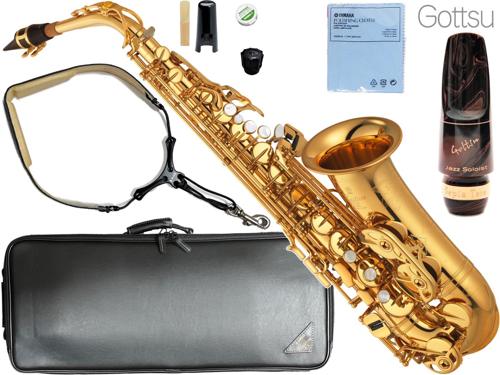 YAMAHA ( ヤマハ ) YAS-875EX アルトサックス カスタム ラッカー 管楽器 Alto saxophone gold Custam EX Gottsu マウスピース セット E..