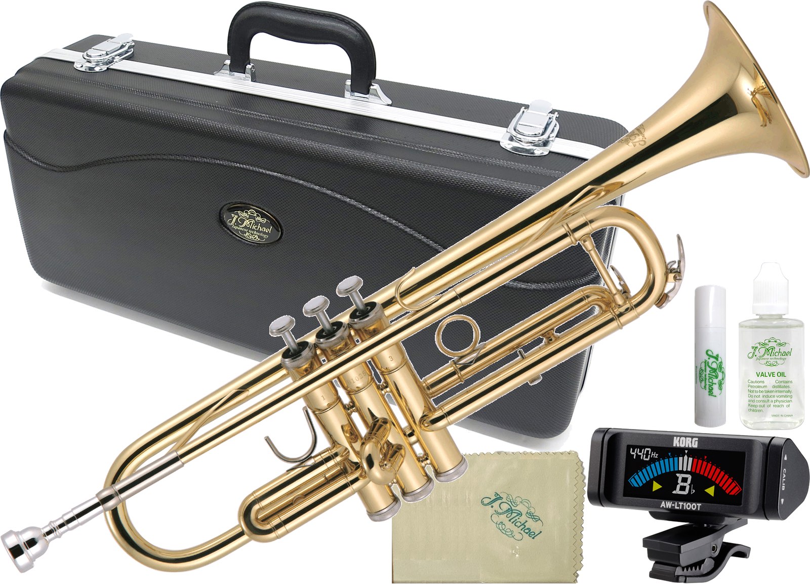 J Michael ( Jマイケル ) TR-200 トランペット ラッカー 新品 アウトレット 管楽器 B♭ Trumpet gold セット D　北海…