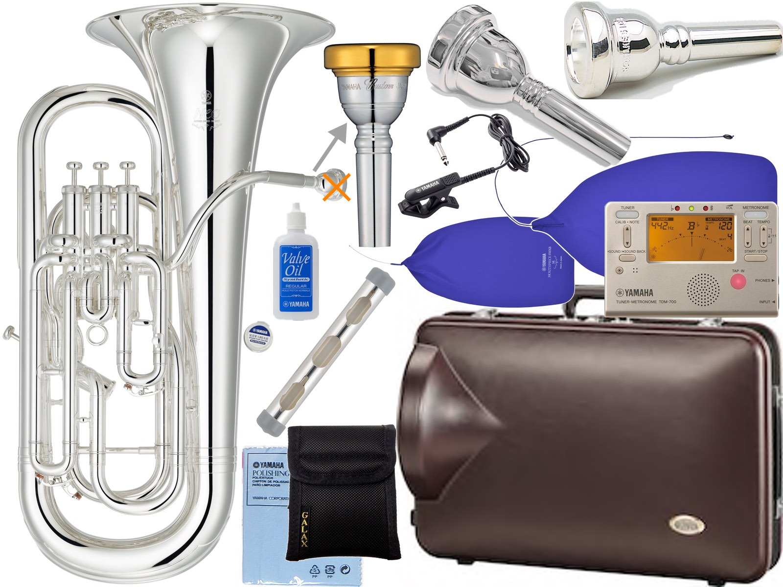 YAMAHA ( ヤマハ ) YEP-642S ユーフォニアム Neo 銀メッキ 4ピストン 太管 コンペンセイティング B♭ Euphonium セット F　北海道 沖縄 離島不可