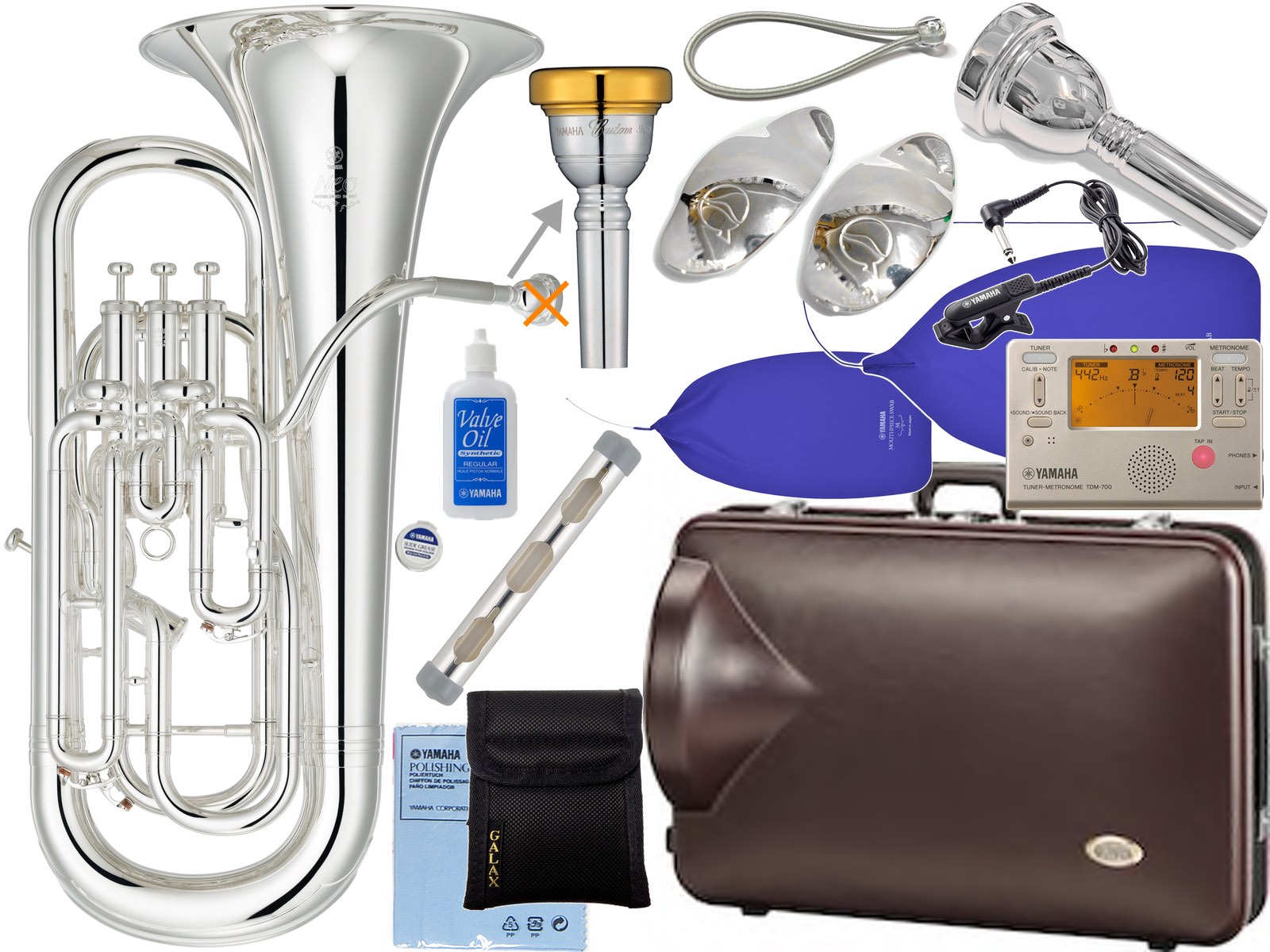 YAMAHA ( ヤマハ ) YEP-642S ユーフォニアム Neo 銀メッキ 4ピストン 太管 コンペンセイティング B♭ Euphonium セット G　北海道 沖縄 離島不可