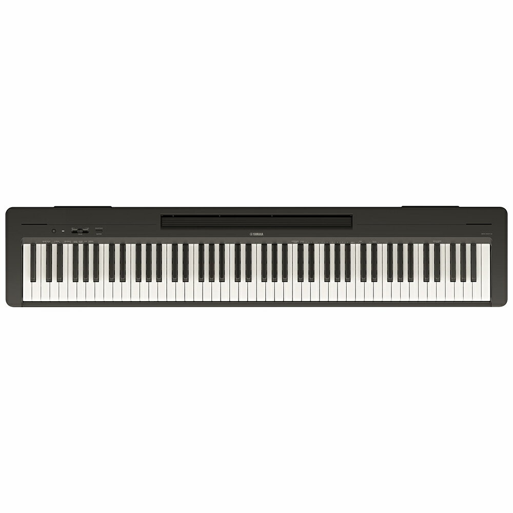 本格的なピアノ演奏をどこでも気軽に楽しめる、コンパクトでシンプルな電子ピアノ P-145B（ブラック）本格的なピアノ演奏をどこでも気軽に楽しめる、コンパクトでシンプルな電子ピアノ Pシリーズはコンパクトで持ち運び可能、アコースティックピアノのような心地よい演奏感が得られる電子ピアノです。 P-145は、従来のモデルに比べてよりコンパクトになりました。部屋のインテリアに馴染みやすいシンプルなデザインに、必要な機能を搭載しています。 鍵盤は新開発の「GHC鍵盤」を搭載し、コンパクトでありながら、アコースティックピアノのような演奏感を実現しています。こんな方におすすめ： ・鍵盤楽器が初めての方に ・アコースティックピアノのような弾き心地を求める方に ・限られたスペースに置きたい方にアコースティックピアノのような弾き心地、新開発「GHC鍵盤」 ピアノを演奏する上で、鍵盤の弾き心地は大切な要素です。 アコースティックピアノの鍵盤のように、鍵盤の重みを感じて弾けるか、速いパッセージを弾いたときに鍵盤が正確に反応するか、 弾き方によって音に変化をつけられるか、小さな音から大きな音まで幅広いダイナミックレンジで演奏できるか。 これらは電子ピアノを選ぶ際に重要な点です。 新開発の「GHC鍵盤」は、これらの点をバランスよく実現し、アコースティックピアノのような弾き心地で演奏いただけます。フルコンサートグランドピアノの響きを再現 ヤマハのフルコンサートグランドピアノからサンプリングしたピアノ音を搭載しています。 芯のしっかりした、明るく透明感のある音色を再現しています。 さらに、ダンパーペダルを踏んだときの豊かな共鳴音を再現する、「ダンパーレゾナンス」を搭載し、より豊かなサウンドを実現しました。 グランドピアノ特有の響きをお楽しみいただけます。好きな場所に置ける、持ち運べる どんな部屋にも馴染むスタイリッシュなデザインで、スペースに限りのある場所でも、コンパクトに置くことができます。 オプションのソフトケースを使用すれば、スタジオやライブハウス、旅行先など、好きな場所に持ち運べます。 ※ペダル、ヘッドホンは別売です。スマートピアニストでさらに便利に アプリ「スマートピアニスト」を使えば、さまざまな機能をスマートデバイスの画面上で簡単に操作できます。 ※別売のケーブルと変換アダプターで有線接続できます。 （iOSのみ、別売のワイヤレスMIDIアダプターUD-BT01を使って無線MIDI接続できます。UD-BT01を使用した場合、オーディオデータの送受信はできません。）無駄のない、シンプルなデザイン ピアノ演奏に必要な機能だけを厳選して備え、シンプルで無駄のないデザインに仕上げました。 ※ 詳しい仕様はメーカーサイトをご確認ください。 ※上記製品仕様は2023年07月時点のものです。 随時更新するよう努めてはおりますが、最新状況は常に変動するため合わせてメーカーでもご確認下さい。