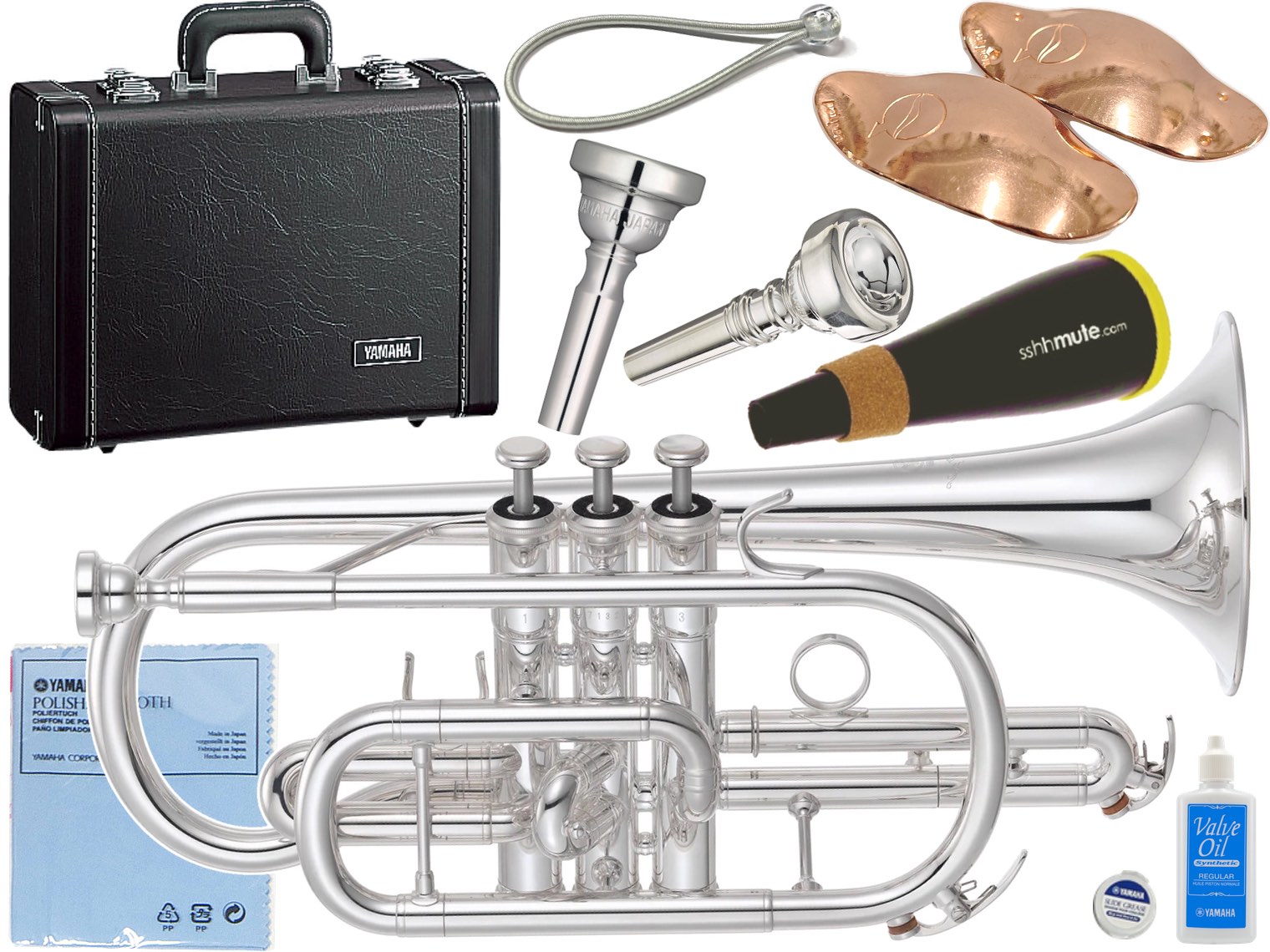 YAMAHA ( ヤマハ ) YCR-6335SII コルネット 銀メッキ イエローブラス ショート 管楽器 B♭ YCR-6335S-2 Cornet セット E　北海道 沖縄 離島不可