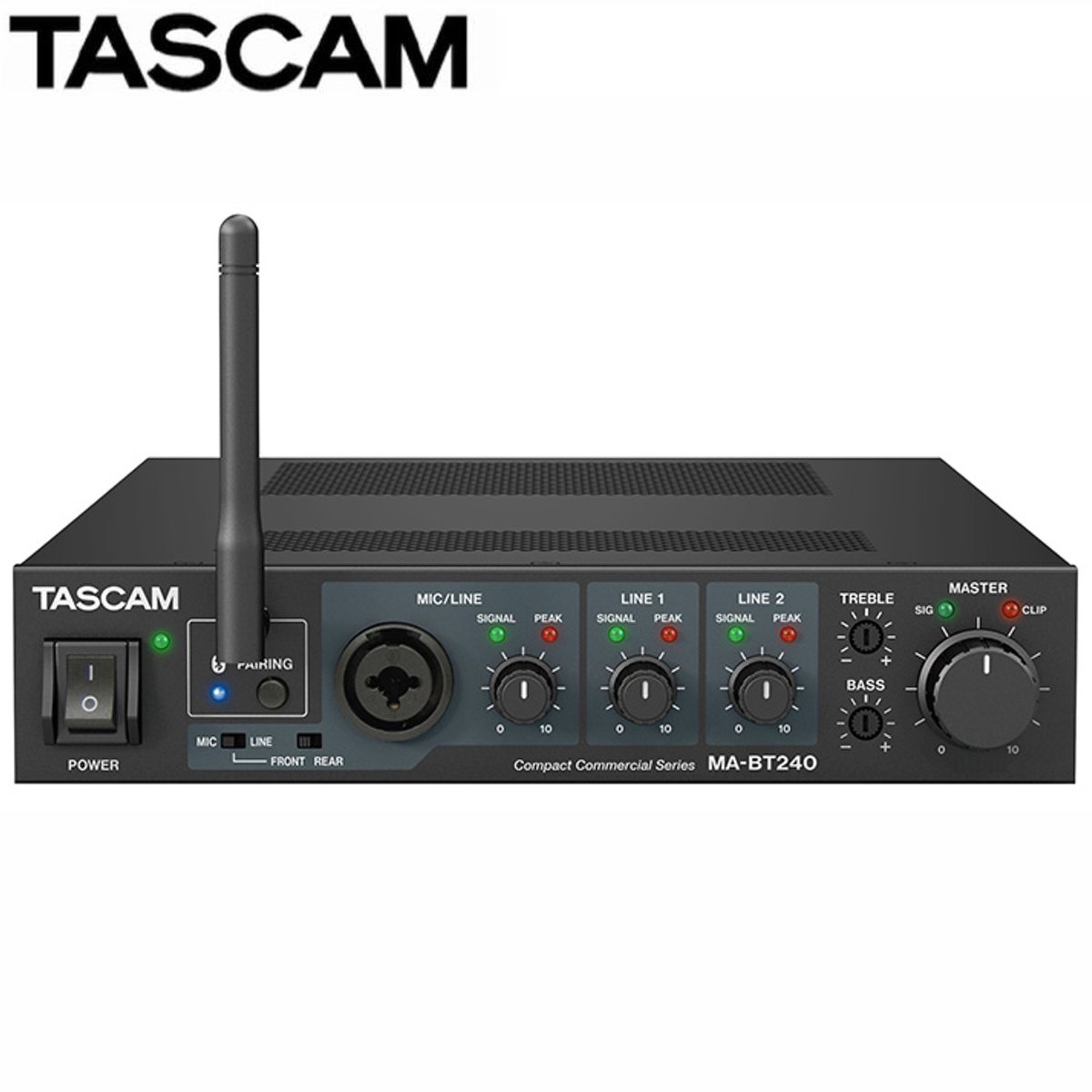 TASCAM タスカム MA-BT240 ◆ Bluetooth対応 パワーアンプ ハイ/ローインピーダンス両対応 マイク入力対応【5月10日時…
