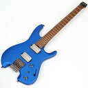 Ibanezから価格を抑えた待望のヘッドレスギターQuestシリーズが登場！ 既存のモデルをヘッドレス化したり、ヘッドレス用のパーツを集めて組み上げるのではなく 、&rdquo;まったく新しいギターをゼロから開発する&rdquo; という新たな探求（ Quest ）となりました。 様々なプレイヤーの演奏スタイルを研究し、ピックアップ、ブリッジ、ストリング・ロックといったパーツ類からボディの設計に至るまで、独自性とオリジナリティを追求しています。 ジャンルを問わずに自らの可能性を追求し続けるギタリストのあくなき探求心を満たす、そんなヘッドレス・ギターなのです。 人間工学に基づいたコンターやカットが施された非常にコンパクトかつ軽量なナトーボディ。 ローステッドメイプルとブビンガの硬質な3Pネックにローステッドバーズアイメイプル指板を採用、ネックシェイプは様々な演奏スタイルに対応できる厚すぎず薄すぎない、馴染みやすいネックです。フレットにはジャンボステンレスフレットを採用し高い耐久性を持ちます。 Qシリーズの為に新開発されたCustom String Nut,Mono-Tune Bridgeは弦の種類を選ばず使用でき、イントネーションの調整幅も広くダウンチューニングにも対応。サドルを構成している部品数を極力少なくし、ギター本体の鳴りが生きるナチュラルなサウンドを実現しています。 &rdquo;Q&rdquo;のために開発されたハムバッカー・ピックアップ「Q58」のH-H配列。エフェクター等でサウンドメイクしやすいよう、全帯域がバランスよく聴こえるように設計されています。低域は濁らずパワフルで、高域はクリアでありながらもまろやかなサウンドです。また、低ノイズでデジタルエフェクター、アナログエフェクター両方ともに相性抜群です。 またAZシリーズで好評のミニスイッチによる切り替えによるパワータップモードと5Wayスイッチにより、2ハムバッカーながら10通りのサウンドバリエーションを出力でき、ジャンルを選ばない多才なギターとなっています。 数量限定生産ではありませんが、レギュラーラインナップではないSPOT生産モデル。いつの間にか生産完了となりますので 気になる方はお早めにご検討下さい。 ソフトケース付属 画像は以前の入荷時に撮影したものです。お届けの商品とは木目や色合いが異なる場合がございます。 他のサイトでも販売しています。買い物かごに入れても売り切れの場合がございますのであらかじめご了承下さいませ。 SPEC neck type Wizard C 3pc Roasted Maple/Bubinga neck top/back/body Nyatoh body fretboard Roasted Birdseye Maple fretboard Mother of Pearl Step off-set dot inlay fret Jumbo Stainless Steel frets number of frets 24 bridge Ibanez Mono-Tune bridge string space 10.8mm neck pickup Q58 (H) neck pickup Passive/Ceramic bridge pickup Q58 (H) bridge pickup Passive/Ceramic factory tuning 1E,2B,3G,4D,5A,6E strings D&#39;Addario EXL110 string gauge .010/.013/.017/.026/.036/.046 hardware color Cosmo black weight 2.205 kg NECK DIMENSIONS Scale : 648mm/25.5&quot; a : Width 42mm at NUT b : Width 57mm at 24F c : Thickness 21mm at 1F d : Thickness 22mm at 12F Radius : 305mmR