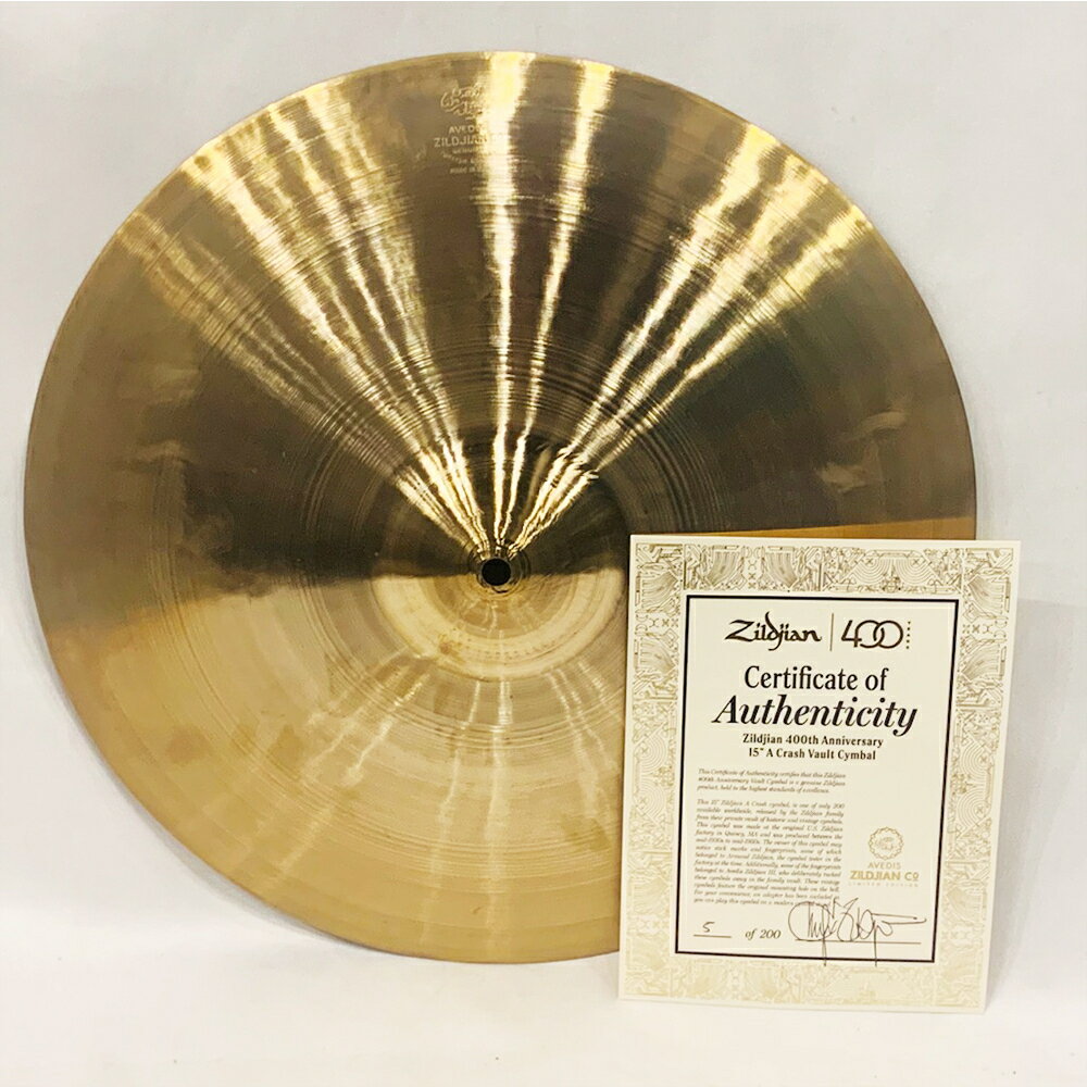 Zildjian ( ジルジャン ) 400th Anniversary Limited Edition Vault Cymbal 15" (905g) 5/200 クラッシュ クラッシュ