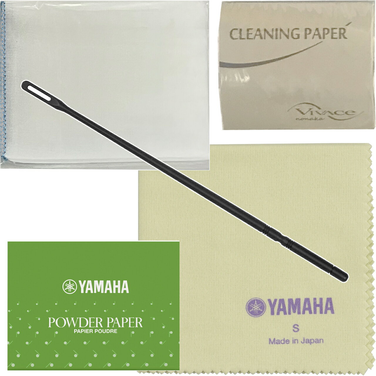 【メール便出荷品】 フルート お手入れセット クリーニングロッド CRFL2 パウダーペーパー PP3 ガーゼ 他 管楽器 お掃除 アクセサリー flute 北...