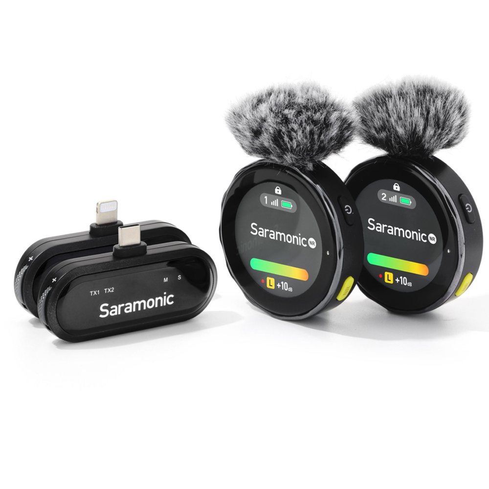 《 Blink Me U2 ◆ ワイヤレスマイクロホン 2.4GHzスマートタッチスクリーン 》 ◆ Saramonic ( サラモニック ) BlinkMe U2 ◆&nbsp;ワイヤレスマイクロホン［ 商品説明 ］ Saramonic　BlinkMeはデュアルチャンネルレシーバーを搭載したタッチスクリーン仕様のワイヤレスマイクシステムです。 付属のマグネットアクセサリーで安定的に脱着可能することが可能です。 軽量で持ち運びやすく、更にパソコンやカメラ、ペン型のボイスレコーダー、ミキサーなど多種多様なオーディオ・ビデオレコーディングデバイスに適合しています。 クリエイター、映像制作、記者、レポーターなどの仕事のためにデザインした革新的な製品です。 &nbsp; BlinkMeU2は48kHzサンプリング及び24-bit深度とあいまって高音質な収録が可能です。 Saramonic独自のデュアルノイズ軽減技術は、独自開発した6mmマイクロホンとノイズ軽減のアルゴリズムでよりよりクリアな音声を実現しました。 トランスミッターには個々8Gメモリー内蔵し、48kHz/16bitで22時間、または48kHz/24bitで15時間連続レコーディング可能です。 サブトラックで-6dBで音声データをバックアップして録音することで音の歪みや音割れ等による貴重な収録音源のロスを低減します。 &nbsp; 送信機はタッチスクリーンディスプレイ採用し、動作状態をより視覚的に簡単に操作できます。 フルカラーディスプレイは無料の専用アプリを通してお好みの壁紙をセッティングすることができ、さらにユーザーインターフェース、TXの遠隔操作が可能です。 &nbsp;＜BlinkMe TXトランスミッター主な特徴＞ タッチスクリーンで直感的な操作が可能 独立した操作システム オンボードレコーディング機能搭載 ワンクリックでノイズ除去可能、48kHzハイレゾ音質 充電兼収納ケース付き アプリで壁紙、ボタンのカスタマイズが可能 マグネット装着式、豊富なアクセサリーが付属 自由な装着方法でストレスフリーな収録を実現 &nbsp;＜BlinkMe RXDi／RXUCレシーバー主な特徴＞ Saramonic公式連携アプリを使用し、運用・管理が快適に 受信機を接続しながらスピーカー再生機能が使用可能 パススルー充電機能 モノラル／ステレオ／セフティートラック出力 モニタリングしながら充電可能 即時のゲイン調整 一目で把握できるインジケーター表示 トランスミッターの遠隔操作 【同時使用可能なレシーバーはLightningタイプもしくはUSB-Cタイプのどちらか1台です。】 &nbsp;＜同梱品＞ BlinkMe TXトランスミッター&times;2 BlinkMe RXUCレシーバー&times;1 BlinkMe RXDiレシーバー&times;1 BlinkMe CC充電ケース&times;1 マグネットクリップ&times;2 マグネットプレート&times;2 ウィンドジャマー&times;2 USB-A＝USB-Cケーブル&times;1 USB-C（オス）＝3.5mmTRS＆USB-C（メス）オーディオケーブル トランスミッター用スクリーンプロテクター&times;2 &nbsp; BlinkMe TX仕様 ディスプレイ TFT 通信方式 2.4GHz digital frequency 変調方式 デジタル変調 指向性 無指向性 アンテナ 内蔵アンテナ 動作範囲 約100m RF送信機の出力 &lt;10mW 標本化周波数 48KHz 周波数特性 20Hz-20kHz 歪率 &gt;80dB Max. SPL 100dB SPL 感度 -39&plusmn;2dB オーディオ入力コネクター 内蔵コンデンサーマイクロホン 使用電池 内蔵リチウム蓄電池 バッテリー仕様 3.85V/495mAh 充電方式 充電端子 駆動時間 約5時間（オートレコーディングON時） &nbsp; 約8時間（オートレコーディングOFF時） メモリー 8GB 重量 約30g 商品寸法 &Phi;47&times;12.55mm 稼働時温度 0℃ to +50℃ 保存温度 -10℃ to +50℃ BlinkMe RXDi／BlinkMe RXUC仕様 通信方式 2.4GHz digital frequency 変調方式 デジタル変調 アンテナ PIFA 動作範囲 約100m オーディオ出力コネクター RXDi：iOS Lightningデジタル出力 &nbsp; RXUC：USB-Cデジタル出力 使用電池 デバイスから供給 重量 RXDi：約11.2g &nbsp; RXUC：約11.3g 商品寸法 57.45mm&times;22.88mm&times;8mm 稼働時温度 0℃ to +50℃ 保存温度 -10℃ to +50℃ BlinkMe CC仕様 電池容量 3.7V/3000mAh 充電時間 約2.5時間 給電方式 USB-C充電端子（5V/3A） マイク給電 2回分（TX&times;2） 重量 約193.8g 外観寸法 138.5mm&times;66.58mm&times;34.38mm 動作温度 0℃ to +50℃ 保管温度 -10℃ to +50℃ &nbsp;　