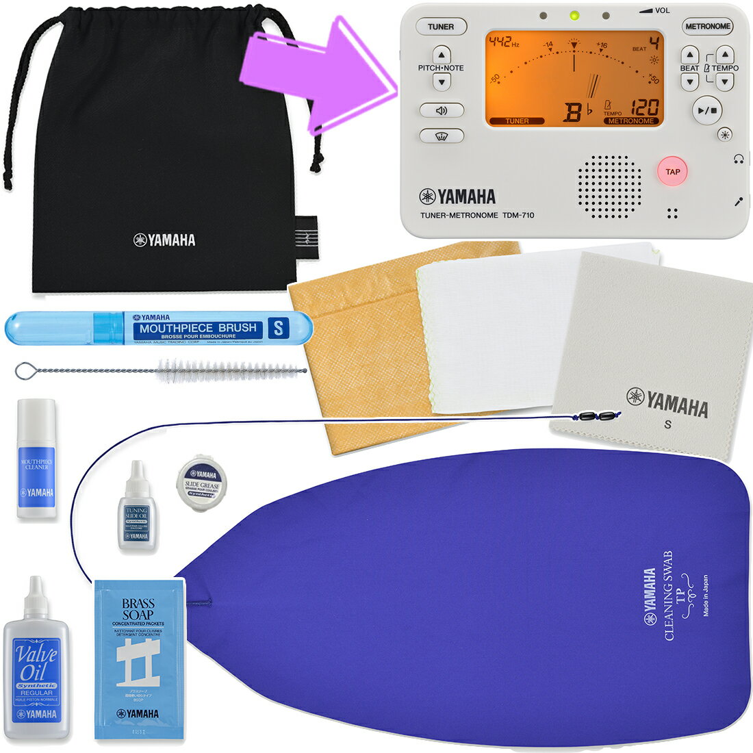 【メール便出荷品】YAMAHA ヤマハ KOSTP6 トランペット お手入れセット チューナーメトロノーム TDM-710IV アイボリー セット K 北海道 ...