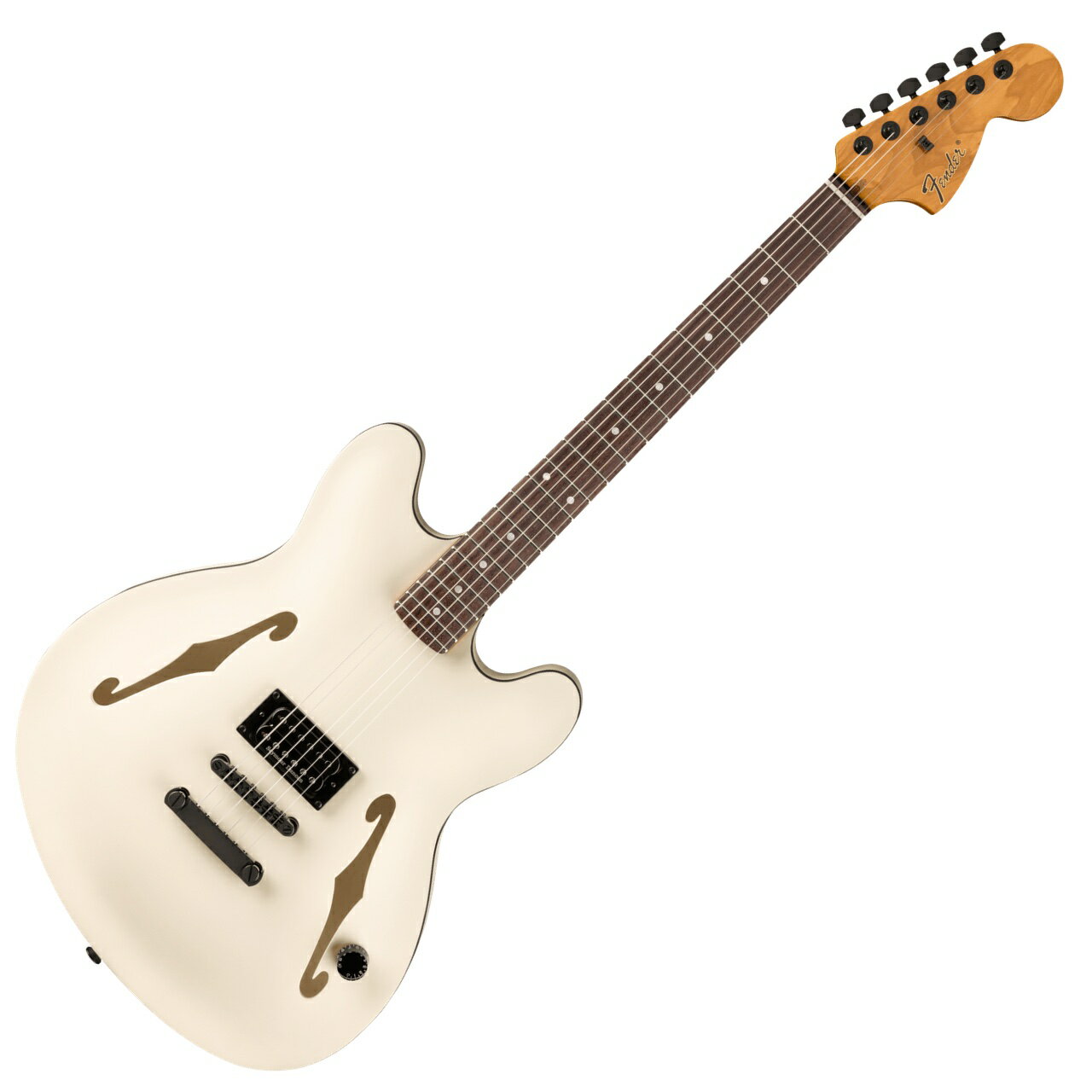 ポップパンクパワートリオ、Blink-182の結成メンバーとして知られるギタリスト、シンガー・ソングライター、トム・デロングのシグネイチャーモデルです。 オフセットセミホロウボディデザインのTom DeLonge Starcasterは、Seymour Duncan SH-5 Duncan Customハムバッカーを搭載し、歯切れの良いパワーコードやクランチ感溢れるリフプレイに最適な高出力トーンを提供します。トレブルブリード回路を備えたシングルマスターボリュームというシンプルなコントロールは、あらゆるボリュウームレベルで楽器本来のハイエンドを保ちながら煌びやかなクリーントーンとエッジの効いたドライヴサウンドを奏でます。ミディアムジャンボフレットと12インチラジアスローズウッド指板を採用した"C"シェイプネックは、快適でモダンな演奏性を提供します。また、ロッキングチューナーによる安定したチューニングと、ストップテイルピース付きのフルアジャスタブルブリッジにより、クラシックなルックスと柔軟なセットアップ調整、優れたチューニングの安定性を実現します。ヘッドストック裏とネックプレートには、トムのオリジナルサインを配しています。 ギグバック付属 画像はメーカー画像です。お届けの商品とは仕様や木目・色合いが異る場合があります。 人気の一本、他のサイトでも販売しています。買い物かごに入れても売り切れの場合がございますのであらかじめご了承下さいませ。 &nbsp; ネック Roasted Maple ネックフィニッシュ Gloss Urethane ネックシェイプ Modern "C" ネック Bolt-On フィンガーボードラジアス 12" (305 mm) フィンガーボード Rosewood ポジションインレイ Pearloid Dot フレット数 22 トラスロッド Dual-Action Head Adjust ナット Synthetic Bone ナット幅 1.650" (42 mm) フレットサイズ Medium Jumbo スケール 25.5" (648 mm) ボディ Laminated Maple with Center Block ボディフィニッシュ Satin Urethane ブリッジ 6-Saddle Adjustable Bridge ブリッジカバー/テイルピース Stop Tail チューニングマシーン Fender Deluxe Staggered Cast/Sealed Locking ストリング Nickel Plated Steel (.009-.042 Gauges) ブリッジピックアップ Seymour Duncan Duncan Custom SH-5 コントロール Master Volume with Treble Bleed &nbsp;
