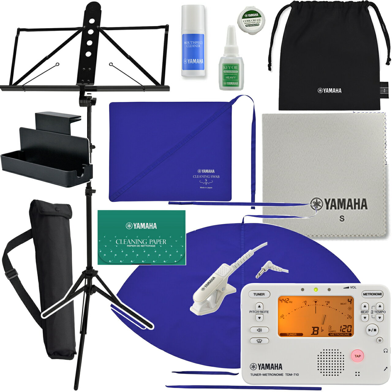 YAMAHA KOSSAX6 Saxophone Maintenance Set: Includes music stand MS-260AL, TDM-710IV tuner metronome, and microphone. The following areas are excluded: Hokkaido, Okinawa, remote islands, and cash on delivery.