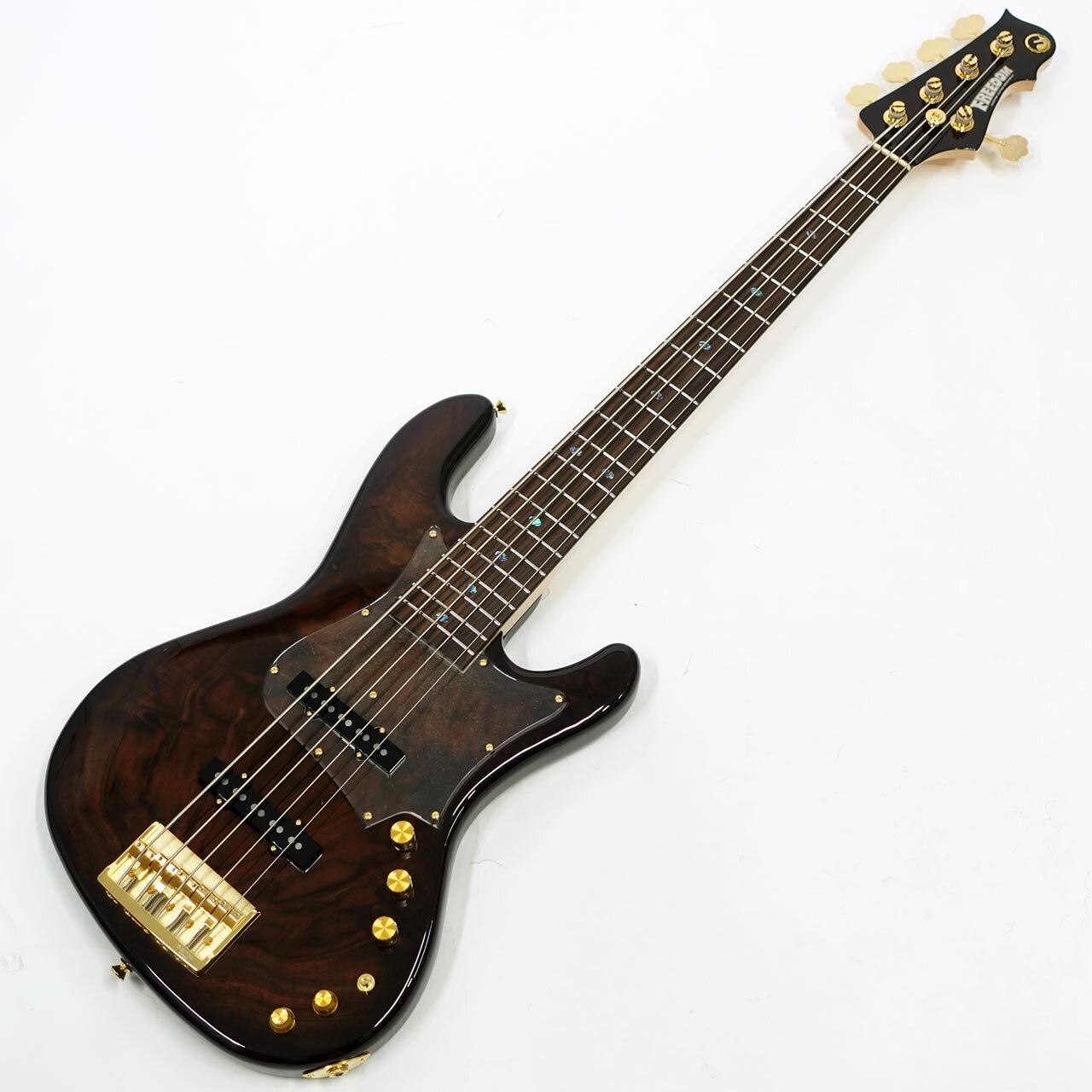 Freedom Custom Guitar Research O.S. RHINO 5st FT Claro Walnut Burl Top Light Ash Body C.O.Burst 国産 5弦ベース オーダースペック