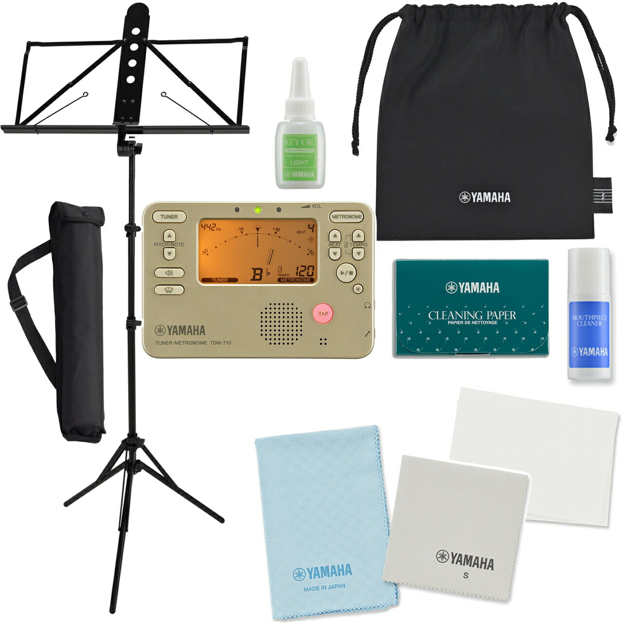 YAMAHA 야마하 KOSFL6 플루트 청소 세트 튜너 메트로놈 TDM-710GL 알루미늄 악보대 MS-260AL 세트 T 이하는 대응 불가 홋카이도 오키나와 낙도 대금 상환