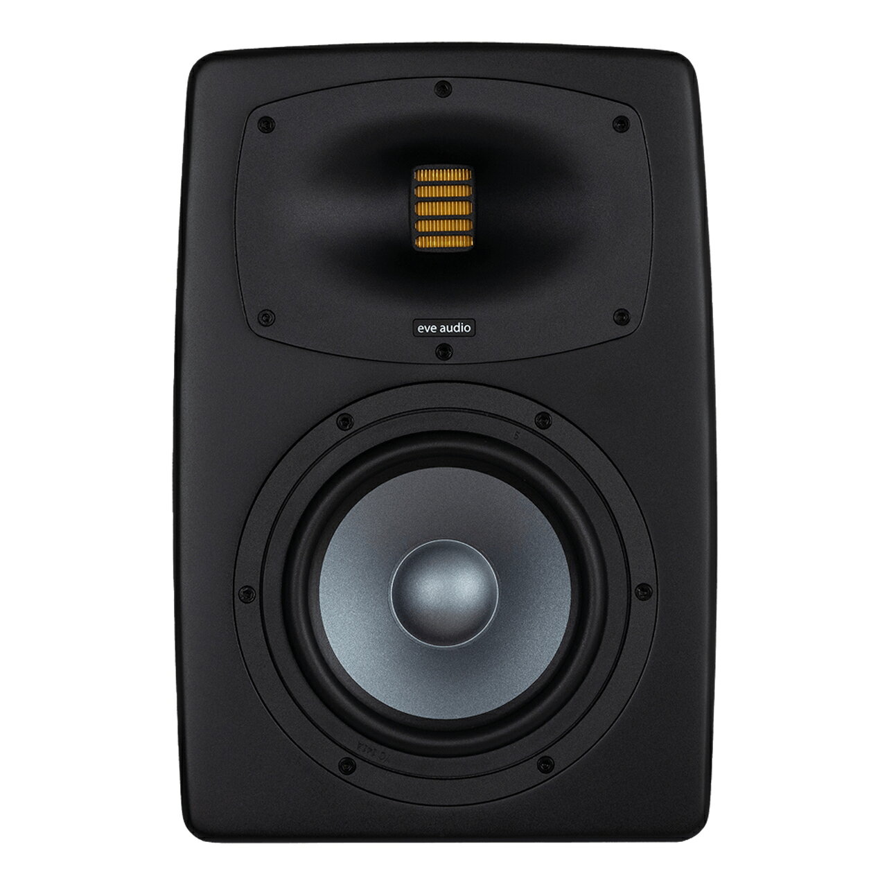 EXO 27 (1本) 2ウェイアクティブスピーカー 6.5" 次世代ニアフィールドモニター EXOシリーズ 商品概要 EVE Audio EXOシリーズは広範囲な周波数帯域にわたって極めて高い精度で音声を再生する次世代のニアフィールドモニターです。 極めて広いスイートスポット、完璧なステレオイメージ、そして均一な指向性、正確で深みのある低域再生を実現し、高い精度のニアフィールドモニタリングを提供します。 Precision Air Motion Tweeter &amp; GDCウェーブガイド EXOシリーズは新開発のPrecision Air Motion ツィーターとそのまわりの窪み形状のプレート Guided Directivity Control（GDC） ウェーブガイドを搭載し、これまでのEVE Audio SCシリーズモニターからさらなる進化を遂げています。 この革新的なPrecision Air Motion ツイーターと先進のGDCウェーブガイドの組み合わせにより、超広域スイートスポット、完璧なステレオイメージング、均質な分散特性を実現。深みのある低音は精密かつ制御され、拡張された周波数帯域全体で高い精度を発揮します。 新開発のEXO Precision Air MotionツイーターとGDCウェーブガイドの組み合わせにより、精密な指向性と詳細なステレオイメージを実現。 超軽量で安定性に優れたポリアミド製AMTは、超高速の過渡応答、高効率、歪みの少ない高域再生を可能にし、より広いスイートスポットを提供します。 これにより広いリスニングエリアを実現し、リスニング位置によるサウンドイメージの変化を最小限に抑えます。 イマーシブ環境においてもステレオイメージングと空間統合性が向上します。 LDEエンクロージャー EXO seriesのエンクロージャーは音響性能の卓越性を追求して設計されたに気流を最適化するLDEエンクロージャー（低回折エンクロージャー）を開発、採用しました。 丸みを帯びたエッジを持つ曲面デザインは、不要な音の回折を効果的に低減し、よりクリーンで正確なリスニング体験を実現します。 空力特性を向上させた改良型リアバスレフポートにより、より深い低域チューニングが可能となり、ポートノイズが大幅に低減されています。 CAL ダイアフラム ウーファー ウーファーは新開発のCALダイアフラム（コーティングアルミニウム）を採用。 そのサイズながら驚くほど深い低域と透明感のある中域を再生します。 軽量アルミニウムコーンは、共振抑制ダストキャップと最適化されたマグネットシステムを備え、極めて正確でダイナミックな再生を実現。 歪みを大幅に低減し、また、空気抵抗を減少させ、よりクリアーな低域再生を実現しています。 ハイエンドDSP / Room Adaption Filter EXO series はハイエンドな32bitDSPと最新のADC/DACを搭載。超低歪みと広いダイナミックレンジを実現しています。 さらに背面のOLEDディスプレイとスマートコントロールノブでリアルタイムでフィルター調整が可能です。 限られた設置場所でもモニタリングに最適な音質を提供します。 その他機能 低歪みでハイパワーなクラスDアンプを搭載しています。 底面にM6マウントホールを装備し、スピーカープレート：K&amp;M 24352およびK&amp;M 24354に対応しています。 EXOシリーズのためにデザインされたバスレフポートにより、よりクリアーで深い低域再生を実現します。 レベルピークを回避するフェードイン機能を搭載しています。 設定 ボリューム：-60dB (mute)〜+10dB / 0.5dB step Room Adaption Filter：Low-Shelf 24dB/oct -3dBから5Hz刻みで10段階調整可能 Desk（デスクトップ設置時の反射に対応）：Bell -5dB〜3dB Mid-Bell：-5dB〜3dB High-Shelf：-5dB〜3dB インプットセレクト：アナログXLR / アナログRCA / デジタルSPDIF（Left/Right選択）/ SPDIFモノ 入力感度（ADC）：-10dBV / +4dBV Delay：最大18ms（0.3ms step） 入出力 アナログ入力：バランスXLR / アンバランスRCA デジタル入出力：S/PDIF in/out（L/R/mono）192KHz / 24bit 仕様 6.5インチウーファー 最大音圧レベル：116 dB SPL 再生周波数帯域：41Hz - 24kHz（-3dB / 1m フルスペース） クロスオーバー周波数：2200Hz アンプ出力：HF 140W + LF 140W 外形寸法：W234 &times; H344 &times; D280 mm 重量：8.1kg ※上記製品仕様は2026年04月時点のものです。 随時更新するよう努めてはおりますが、最新状況は常に変動するため合わせてメーカーでもご確認下さい。