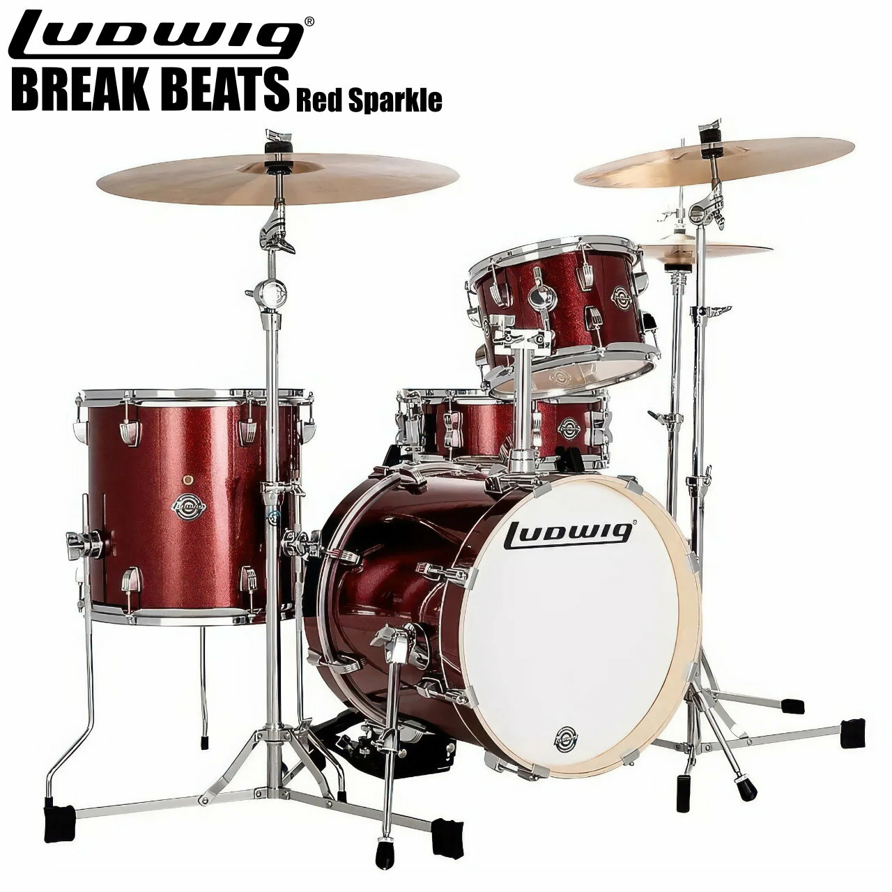 LUDWIG ラディック ブレイクビーツ LC2794 Red Sparkle BREAK BEATS ドラムセット 小口径 持ち運び ストリート QUESTLOVE 本格派 ドラム ミニサイズ コンパクト 野外 アウトドア セッション アコースティック