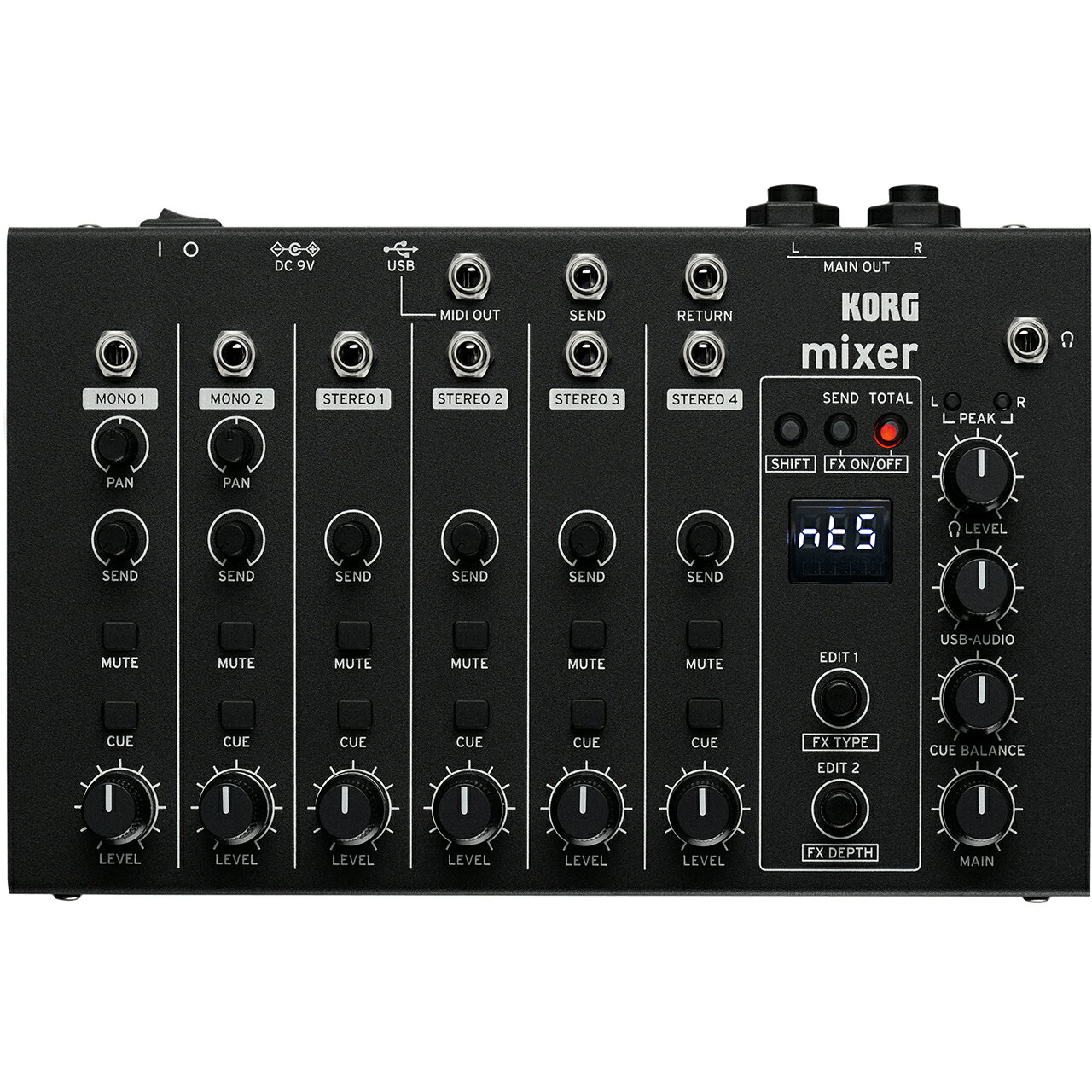 NTS-4 MIXER PERFORMANCE MIXER KIT ミキサー DTM 現代のハードウェア・セットアップに最適な、コンパクト・パフォーマンス・ミキサー・キット 商品概要 あなたの音楽をシームレスにつなぐ、完璧な架け橋。 NTS-4は、現代のハードウェア・セットアップに最適化されたコンパクトなパフォーマンス・ミキサー・キットです。 計6チャンネル（モノラル2、ステレオ・ミニ4）を搭載し、最大10系統のオーディオ信号に対応。 内蔵エフェクトやUSB接続機能を備え、volcaシリーズ、NTSシリーズ、モジュラー・シンセサイザー、その他のデスクトップ・シンセやガジェット機器を一箇所に集約し、直感的にミックスやパフォーマンスを行うことができます。 充実の内蔵エフェクトから堅牢な金属製の筐体に至るまで、NTS-4のあらゆるパーツは、あなたが集めてきたガジェット機器のコレクションを、プロ仕様のクリエイティブ・ハブへと進化させるために設計されています。 製品の主な特長 ・多彩な接続性：4系統のステレオ入力に加え、Eurorack規格に対応した2系統のモノラル入力を備えたコンパクトな6チャンネル・ミキサー。 volca、NTS、シンセサイザー、ドラムマシン、モジュラー・ギアなど、最大10系統のオーディオ信号をサポート。 ・強力な2系統のエフェクト：空間的な奥行きを与えるチャンネルごとの「SEND FX」と、ミックス全体を形作り一体感を高めるマスター及びパフォーマンス用の「TOTAL FX」の、2つの独立したステレオ・エフェクト・エンジンを搭載。 ・パフォーマンス重視のコントロール：全チャンネルに独立したCUEボタンとMUTEボタンを搭載。確実なモニタリング、スムーズなトランジション、ダイナミックなライブ・ミキシングを実現。 ・USB-Cによる拡張性：24-bitオーディオおよびMIDIに対応したUSB-Cポートを搭載。バスパワー駆動をサポートし、レコーディング、ライブ配信、DAW連携もスムーズ。 ・タフで安定した構造：手のひらサイズでありながら、堅牢な金属製の筐体を採用。すべてのケーブルを接続した状態でも浮き上がったり動いたりしない、優れた安定性を確保。 小さなサイズに、圧倒的なコントロールを volcaシリーズなどのコンパクトな楽器と並べて配置できるように設計されたNTS-4は、専用のパフォーマンス・ミキサーを必要とする小規模なハードウェア・セットアップに最適です。計6チャンネル（ステレオ4、モノラル2）を搭載し、シンセサイザー、ドラムマシン、モジュラー・シンセサイザーを1つのすっきりとしたシステムに簡単に統合できます。 内部のアッテネーターは、ジャンパーピンの切り替えでライン・レベルとモジュラー・レベルを選択可能。モノラル入力を使用して、Eurorackシステムと直接接続できます。 （※組み立て時に、ジャンパーピンの位置をライン信号またはモジュラー信号のいずれかのレベルに設定する必要があります。） さらに、専用のステレオSEND/RETURN端子も装備しているため、お気に入りの外部エフェクターを組み込むのも簡単です。 メイン出力には、あらゆる環境で信頼性の高い接続を保証する標準フォーンジャックを採用。 NTS-4が複雑なルーティングをシンプルにし、煩雑なケーブルの絡まりを解消するため、ユーザーはセットアップの管理に煩わされることなく、パフォーマンスとサウンド・メイクに集中できます。 サウンドを自在に操り、意のままのパフォーマンスを NTS-4には、パフォーマンスとサウンド・メイクのために設計された2つの独立したステレオ・エフェクト・エンジンが搭載されています。 各チャンネルには、ディレイ、リバーブ、コーラスなどを調整するSENDノブを配置。さらにメイン出力には、フィルター、モジュレーション、ドライブ、コンプレッサーなどのプロセッシングでミックス全体をブラッシュアップし、一体感を生み出す「TOTAL FX」エンジンを備えています。 また、各チャンネルにはCUEボタンとMUTEボタンを搭載。CUEシステムにより、ミックスに音を出す前にヘッドホンで個別にサウンドを確認（プレビュー）でき、MUTEボタンを使えば、瞬時の音のカットやドラマチックなブレイクを演出できます。 これらの直感的なコントロールにより、NTS-4はライブ・パフォーマンスやリアルタイム・ミキシングにおいて無類の強みを発揮します。 現代のワークフローに応える拡張性 NTS-4はUSB Type-Cを採用しており、現代の音楽制作や配信のワークフローに完璧にフィットします。USBバスパワーだけでなくACアダプター駆動にも対応。 USB-C接続により、本体とPC、Mac、またはモバイル・デバイス間で、高品質な48kHz / 24-bitのデジタル・オーディオ転送が可能です。 ハードウェアとソフトウェアのソースをストレスなくミックスしたり、パフォーマンスの高品質なオーディオ／ビデオをスマートフォンへ直接録画・録音したりできます。 オーディオだけでなく、USB MIDIにも対応しているため、デジタルとアナログの世界を繋ぐ架け橋となります。 DAWからのMIDIメッセージを受信し、専用のMIDI OUT端子を経由してハードウェアをコントロールすることが可能です。 スタジオでのレコーディング、ストリーミング配信、ライブ・ステージなど、どのようなシチュエーションでも、NTS-4は現代の音楽制作セットアップに柔軟な接続性を提供します。 高い安定性と、優れた耐久性 NTS-4は、現場での実用的な安定性を追求した堅牢なスチール筐体を採用しています。すべての入力端子にケーブルを接続してもデスク上でしっかりと踏ん張る適度な重量感があり、パフォーマンス中に本体がズレる心配はありません。 コンパクトなサイズでありながら、ハードウェア・セットアップの中心を担う信頼性の高いミキサーとして機能します。 Nu:Tektシリーズの一員として、本機はユーザー自身の手で組み立てるキット形式ですが、DIY初心者でも手軽に完成させられるシンプルなプロセスを採用しています。 ひとたび組み上げれば、NTS-4はスタジオやツアーでの長年のハードな使用に耐えうる、ハイクオリティなハードウェアへと生まれ変わります。 ※上記製品仕様は2026年06月時点のものです。 随時更新するよう努めてはおりますが、最新状況は常に変動するため合わせてメーカーでもご確認下さい。