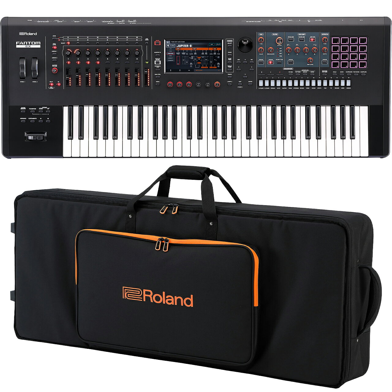 Roland ローランド FANTOM-6 EX 純正ケースセット シンセサイザー 61鍵盤 ライブ演奏