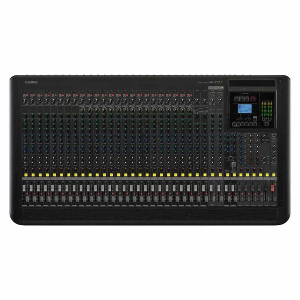 ◆ YAMAHA ( ヤマハ )MGP32X A［ 商品説明 ］ ◆ インバーテッドダーリントン回路を採用した新チューニングのDiscrete Class Aマイクプリアンプ「D-PRE」を搭載。 ◆ 名機と言われるビンテージEQの特性を高精度で再現した「X-pressive EQ」を搭載。 ◆ LEDインジケーターを搭載しさらに進化した1-knob compを搭載。 ◆ 高品位なREV-Xと定番のSPXによるデュアルエフェクトを搭載。 ◆ DSPを搭載したステレオ・ハイブリッドチャンネルによる多彩な機能を搭載。 ◆ iPhone/iPodを使用した直感的な設定を可能にする「MGP Editor」を用意。 ◆ 堅牢さと低ノイズを実現する新設計のメタルシャーシを採用。 ◆ライブの感動をそのままに。ミキサーにUSBを直接入力できる、デジタル録音。 &nbsp;■1-Knob Compressors 第二世代MGシリーズで搭載して以来、多くの方から好評を頂いている1-Knob Comp。 たった1つのノブ操作でヴォーカルから楽器まで最適なコンプレッション効果を得られる この機能がブラッシュアップされてMGPに受け継がれます。 専用インジケーターを搭載し、さらに使いやすく、そして直感的な操作を可能とします。 ※MGP32X:9-24ch、MGP24X:9-16ch、MGP16X:1-8ch、MGP12X:1-4chに搭載。 &nbsp;［ 仕様 ］ ◆ 全高調波歪（THD） 0.02% (20Hz-20kHz@ +14dBu) ◆&nbsp;インプットミキシングチャンネル 32 Line Inputs (24 mono and 4 stereo) ◆&nbsp;グループ 4 GROUP Buses + ST Bus ◆&nbsp;シグナルプロセッサー FX1:REV-X(8 PROGRAM, PARAMETER control) FX2:SPX(16 PROGRAM, PARAMETER control) ◆&nbsp;インプットチャンネル機能 Compressor CH9-24 HPF(100Hz 12dB/oct) &nbsp; CH EQ(MONO) &plusmn;15dB(Max.) High 8kHz shelving Mid 250Hz-5kHz peaking(CH1-8,13-16) Low 125Hz shelving &nbsp; CH EQ(STEREO) &plusmn;15dB(Max.): High 8kHz shelving Mid 2.5kHz peaking(CH9-12) Low 125Hz shelving ◆ 周波数特性 +0.5/-1.0dB 20Hz - 20kHz refer to the nominal output level @1kHz ◆ ノイズ -128 dBu Equivalent Input Noise（ 入力換算ノイズ） -92 dBu Residual Output Noise（ 残留ノイズ） ◆&nbsp;I/O端子 Mic inputs:24 (INPUTS HPF: 100Hz 12dB/oct) ファンタム電源:48V phantom power per channel Line inputs:24 mono + 4 stereo, CH INSERT: 24 RETURN: 1 stereo デジタル入出力:USB Device ◆ クロストーク -74dB @ 1kHz 電源 100-240V 50Hz/60Hz 消費電力 86W max 最大外形寸法 (W x H x D) 1,027mm&times;169mm&times;565mm 質量 19kg &nbsp;　