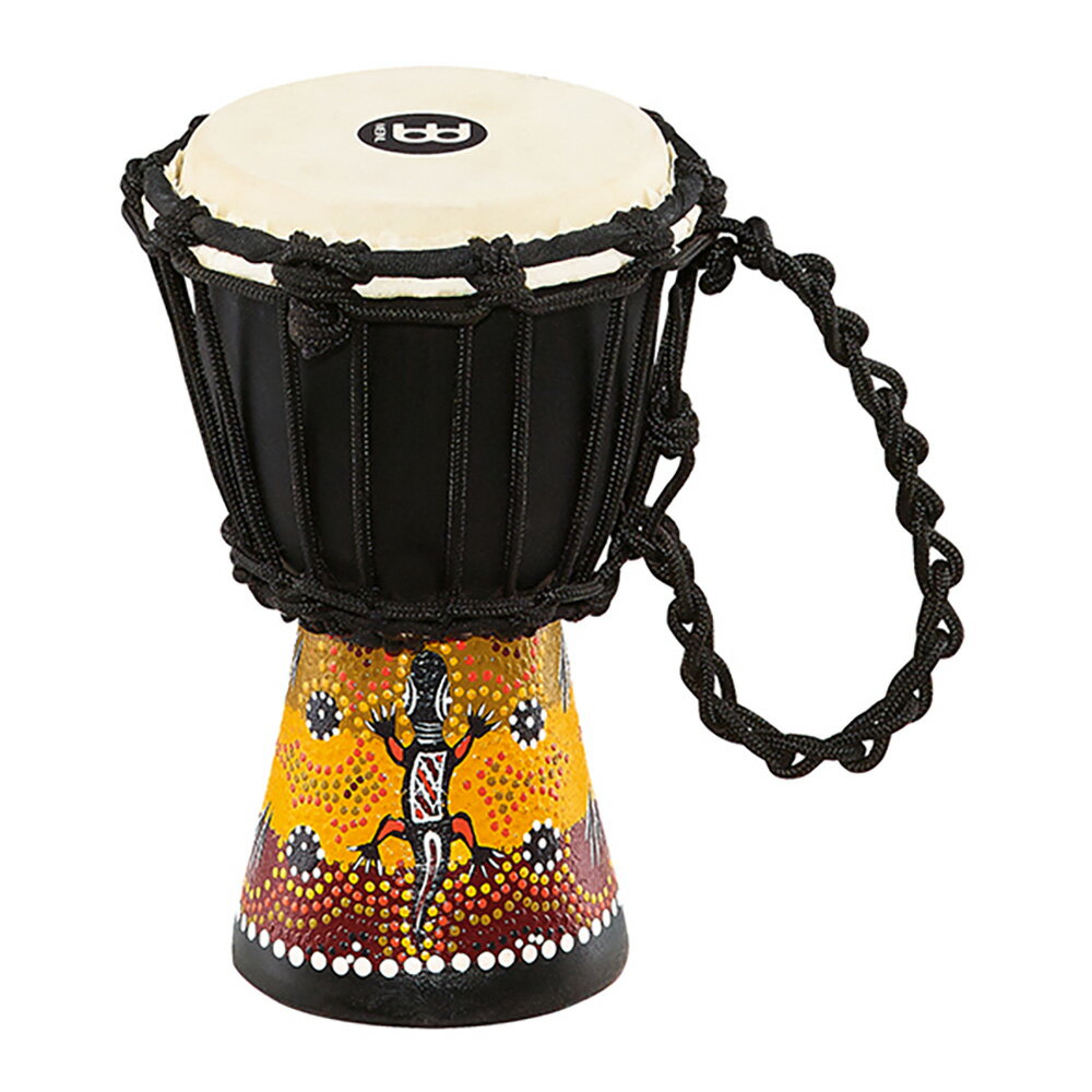 《 ミニ ジャンベ 》AFRICAN STYLE MEINL ( マイネル ) &nbsp; HDJ7-XXS［ 商品説明 ］ ［ ミニ ジャンベ ］ ボディはマホガニーの一本幹を掘り込んで作られ、ヘッドにはハンドセレクトした山羊革を使用した本格的なアフリカンスタイルのロープジャンベを、小さくかわいいミニチュアサイズにしました。 美しいドットペイントも手作業によって施されています。 自宅や野外でセッションに加わったり、どこにでも持ち運んで演奏を楽しむことが出来ます。 プレゼントとしても最適です。&nbsp; &nbsp; &nbsp;絵柄:Gecko Design &nbsp;［ 仕様 ］ ボディー材 マホガニー PP ナイロンロープ : 3mm /ランナー :10 &nbsp; ハンドセレクト山羊革ヘッド &nbsp; サイズ 直径 : 114 x 高さ 203 mm ※ ペイントは1本1本手作業でのペイントとなりますので柄、色合いなどが個々に違います。( お届けの商品の柄や色合いは写真のものとは異なります ) ※ ペイント部は簡易ペイントのため、爪などで擦るとすぐ剥がれますのでお取扱にご注意ください。( 製作時などに剥がれた部分がある場合もあります。 ) ※ ヘッド部は素材の性質上、変色やムラなどがあります。 ※ 塗装や仕上げは粗めのつくりです。ペイント部、ヘッドムラなど外観からの返品・交換はお受け出来ません。予めご了承ください。 品切れの際は、発送までお時間を頂く場合がございます。　