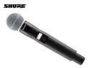 SHURE ( シュア ) QLXD2/B58-JB ◆ ハンドヘルド型送信機 BETA58Aマイクヘッド B帯モデル ◆ QLXD4J-JB用、ハンドヘルド型送信機［ 商品説明 ］ デジタルならではの高音質とShureが誇る伝統のマイクヘッドを融合。 ・ダイナミック型：マイクヘッドBETA 58Aの周波数レンジを極めてフラットな特性で伝達するデジタル・ワイヤレス技術。 ・120dBを超える広大なダイナミックレンジ。 ・RF出力パワーは1mW、10mWで設定可能。 ・バックライト付きの液晶画面はグループ/チャンネル設定や周波数、電池残量などの情報を視認性高く表示。 ・高い剛性を持つメタル製ボディー。 ・電源スイッチのONロック機能と周波数ロック機能を搭載し、誤操作を防止。 ・専用リチウムイオン充電池SB900のほか、単3形アルカリ乾電池&times;2で駆動。SB900の場合は最大10時間、アルカリ乾電池の場合は最大9時間の長時間駆動を実現。 【BETA 58A仕様】 ●指向特性：スーパーカーディオイド ●周波数特性：50Hz〜16kHz ●開回路感度：ー51.5dB re 1V/Pa &nbsp;［ QLXD2/B58-JB 仕様 ］ ◆送信周波数 QLXD2-AB ・B型(806〜810MHz)30チャンネルのうち任意の1チャンネル ◆電波形式 ・G1D、G1E ◆送信出力 B型 ・1mW、10mW ◆アンテナ形式 ・内蔵型ヘリカル ◆最大入力レベル(1kHz、THD1%) ・145dB SPL(SM58：代表値)　※マイクヘッドにより変動 ◆ゲイン調整範囲 ・0〜+21dB(3dBステップ) ◆電源 ・単3形アルカリ乾電池&times;2、もしくは専用リチウムイオン充電池SB900 ◆電池寿命 ・約9時間(アルカリ乾電池)、約10時間(SB900) ※使用環境によって異なる ◆寸法・質量 ・最大径52&times;全長251mm、約287g(除電池) ◆付属品 ・単3形アルカリ乾電池&times;2、マイクホルダー、3/8インチ&rarr;5/8インチ変換 ねじ、充電部接点カバー、マイクポーチ &nbsp;　