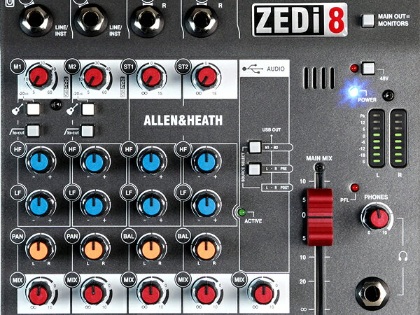 ワタナベ楽器 楽天SHOPのALLEN&HEATH アレンアンドヒース ZEDi-8 ◆ USBインターフェイス機能搭載 8chアナログミキサー (マイク入力2ch) ◆ ZEDi8【7月17日時点、僅少数在庫あり △ 】 ［ ZED Series ］｜アングル3