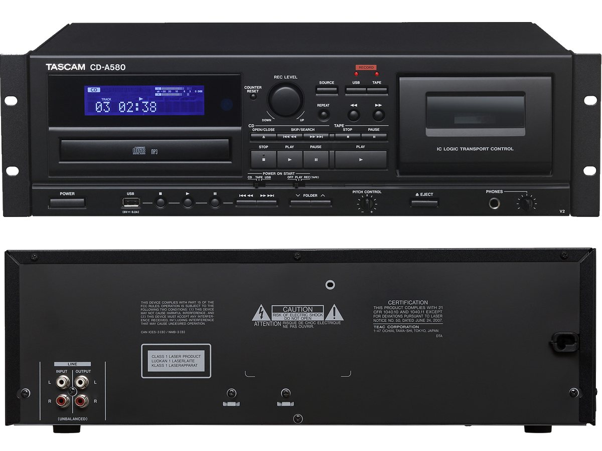 TASCAM タスカム CD-A580 v2 ◆ 業務用カセットレコーダー/CDプレーヤー/USBメモリーレコーダー【1月9日時点、在庫あり 】 ［CDA580］ 2