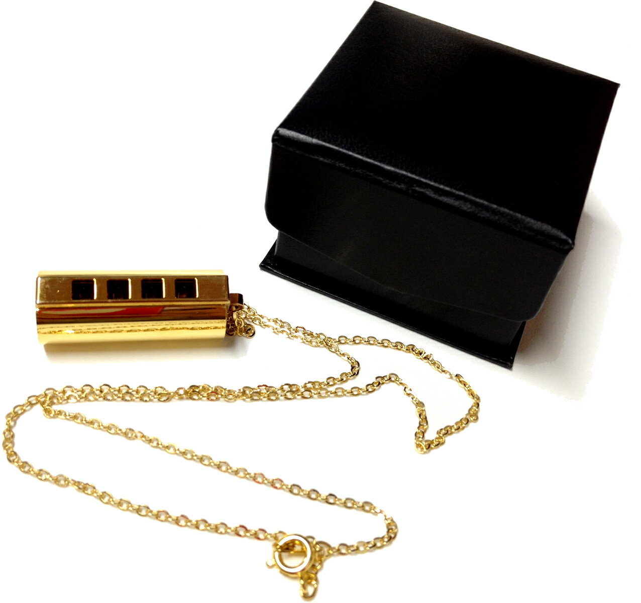 TOMBO ( トンボ ) No.1204PKS ペンダント型 べビーハーモニカ ゴールド チェーン付き ネックレス 楽器 アクセサリー ミニハーモニカ ペンダ...