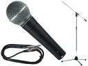 《 ダイナミック型 マイクロフォン 》 (^_^)v◆ SHURE&nbsp; SM58-LCE TAMAシルバーマイクスタンドSET （フォーン-XLR） ［ セット内容 ］ 名称 品番 数量 ダイナミックマイク ◆ SHURE SM58-LCE 1 &nbsp; マイクホルダ・マイクポーチ・3/8&quot;&rarr;5/8&quot;変換ねじ ( SM58-LCEの付属品 ) &nbsp; マイクケーブル 5メートル ◆ JEUME MXP05 ( フォーン-XLR ) 1 マイクスタンド ◆ TAMA MS205&nbsp; ( マイクスタンド )&nbsp; シルバー 1 ［ 製品説明 ］◆ ボーカルの温かさと繊細さを引き出し、磨き抜かれた音質!&nbsp; SM58-LCE ◆ 商品説明 世界標準マイク ON/OFFスイッチ無しMODEL ・ カーディオイド ボーカルの温かさと繊細さを引き出し、磨き抜かれた音質と高い信頼性を誇る、ダイナミック・マイクロホン。 バックグラウンドノイズを低減し、ボーカルを際立たせるカーディオイドの指向特性。 ハンドリングノイズやポップノイズへの対策も万全。 ◆ 型式ダイナミック ◆ 指向性 カーディオイド ◆ 周波数特性 50Hz〜15kHz ◆ インピーダンス150&Omega; ◆ 開回路感度 -54.5dB re 1V/Pa ◆ サイズ &phi;51&times;全長165mm、310g ◆ 付属品 マイクホルダ・マイクポーチ・3/8&quot;&rarr;5/8&quot;変換ねじ &nbsp;