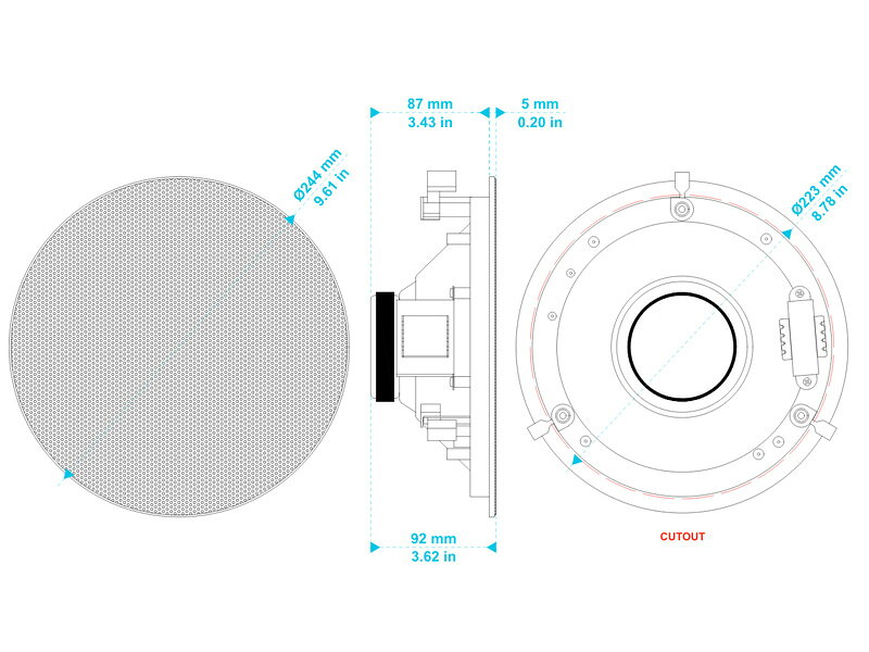 ワタナベ楽器 楽天SHOPのApart Audio ( アパートオーディオ ) CMX20DT (1台) 天井埋め込み型 スピーカー マグネット式グリル LO Hi 対応 CMデザインシリーズ｜アングル3